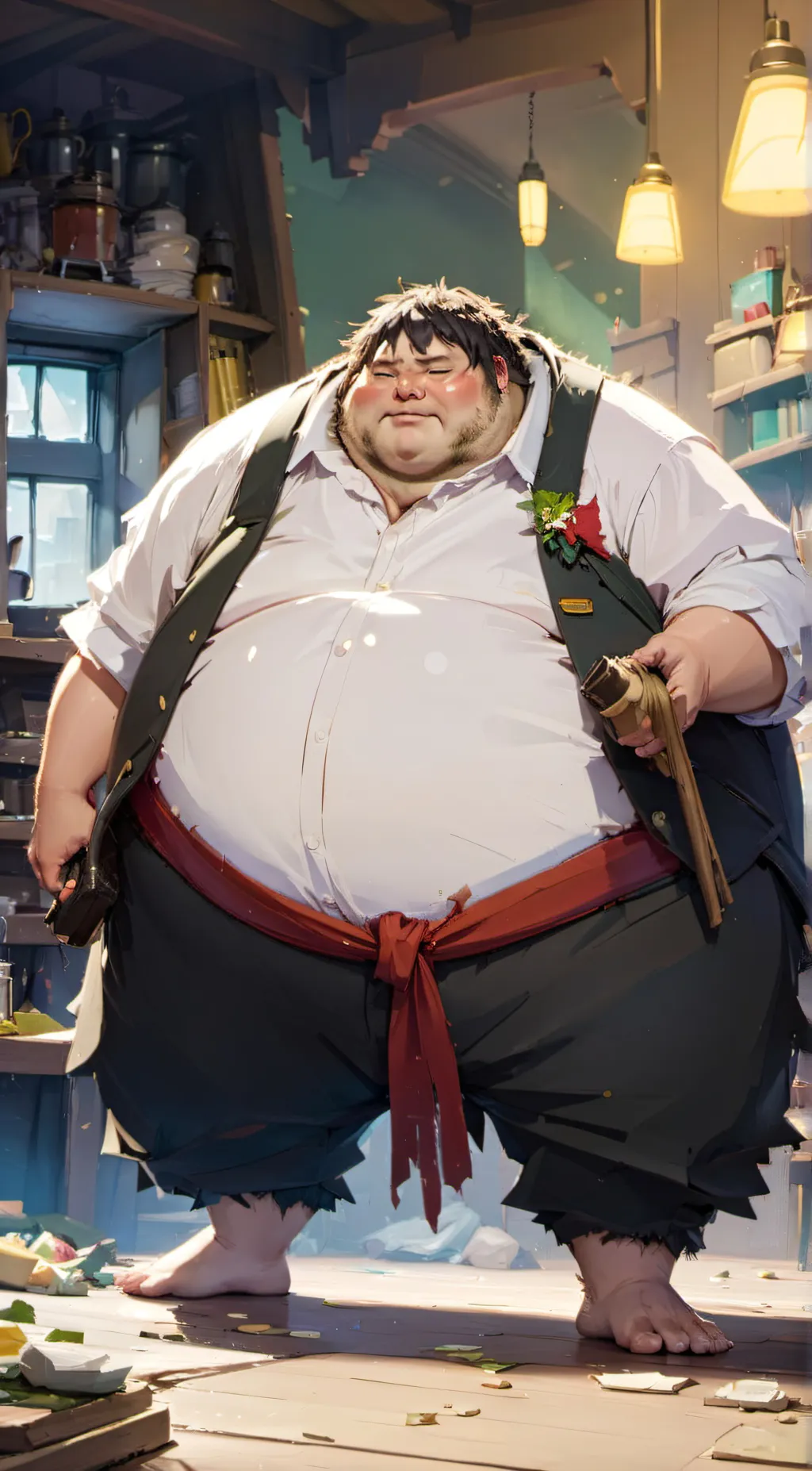 ai character: fat man background