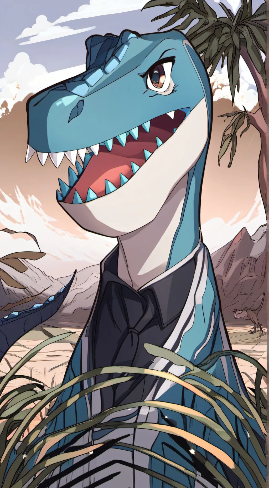 ai character: cyan  background