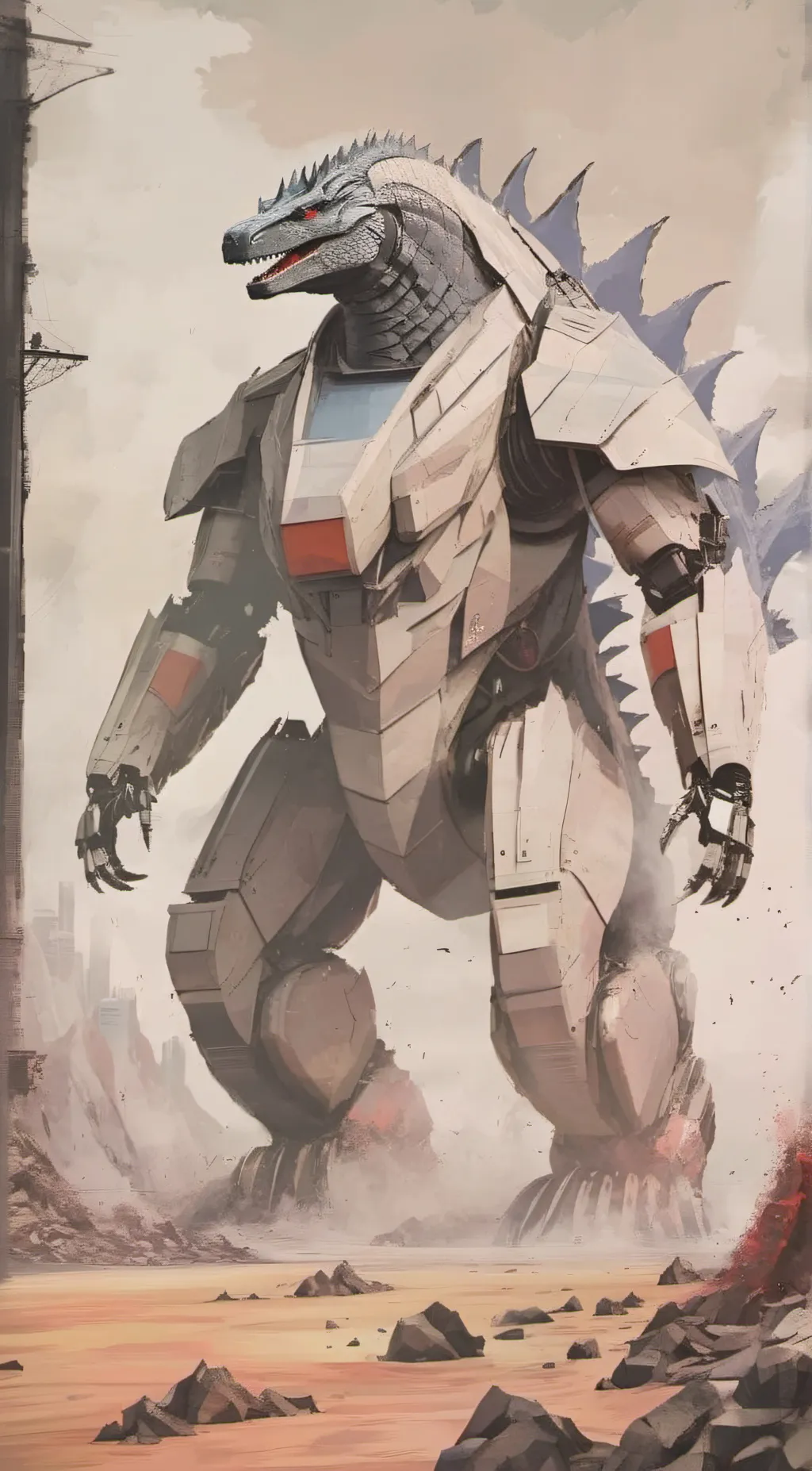 ai character: Mecha Godzilla background