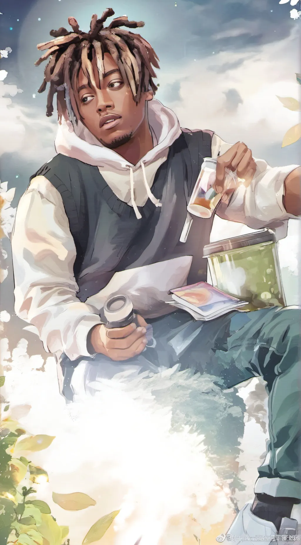 ai character: Jarad/juice WRLD background