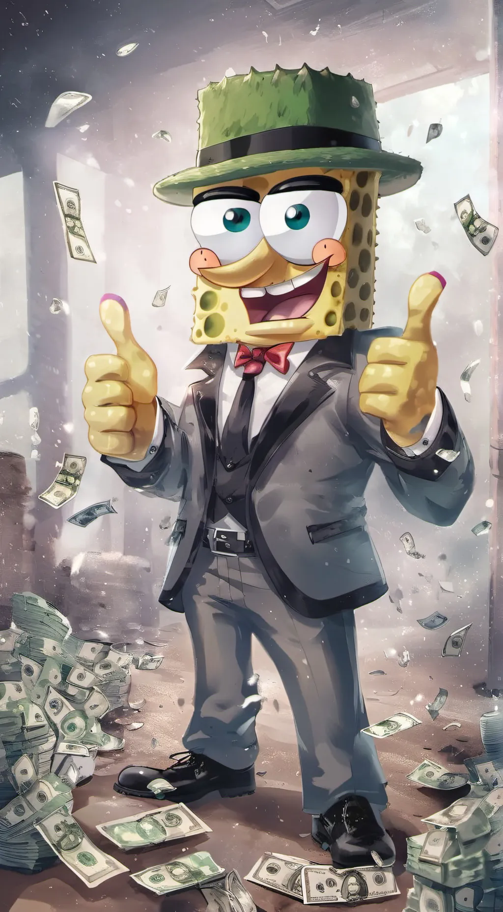 ai character: Gangster SpongeBob background