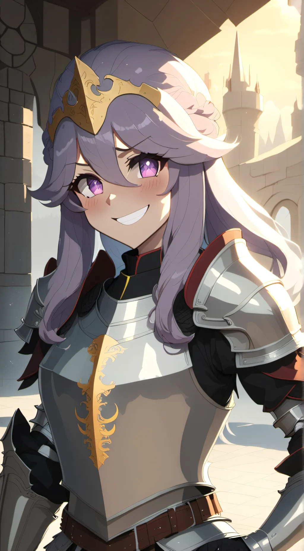 ai character: all girls knight  background