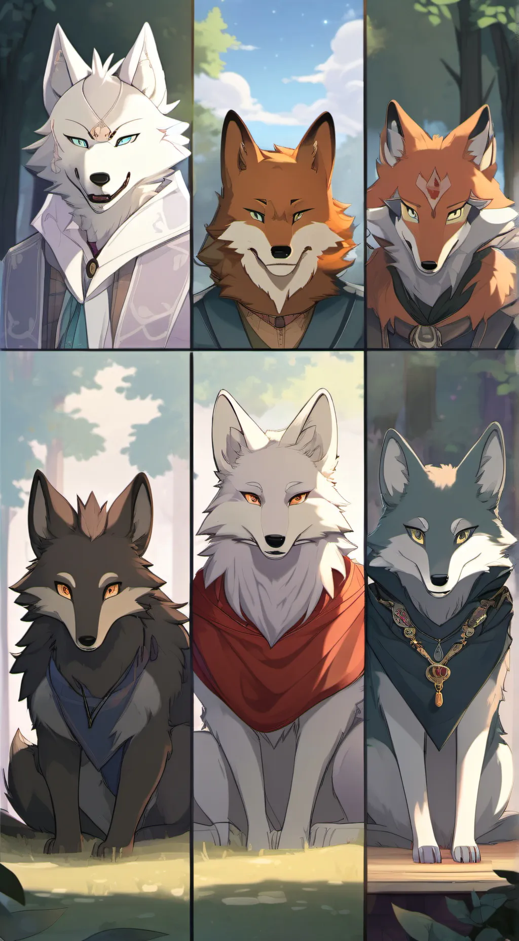 ai character: a pack of wolfs background