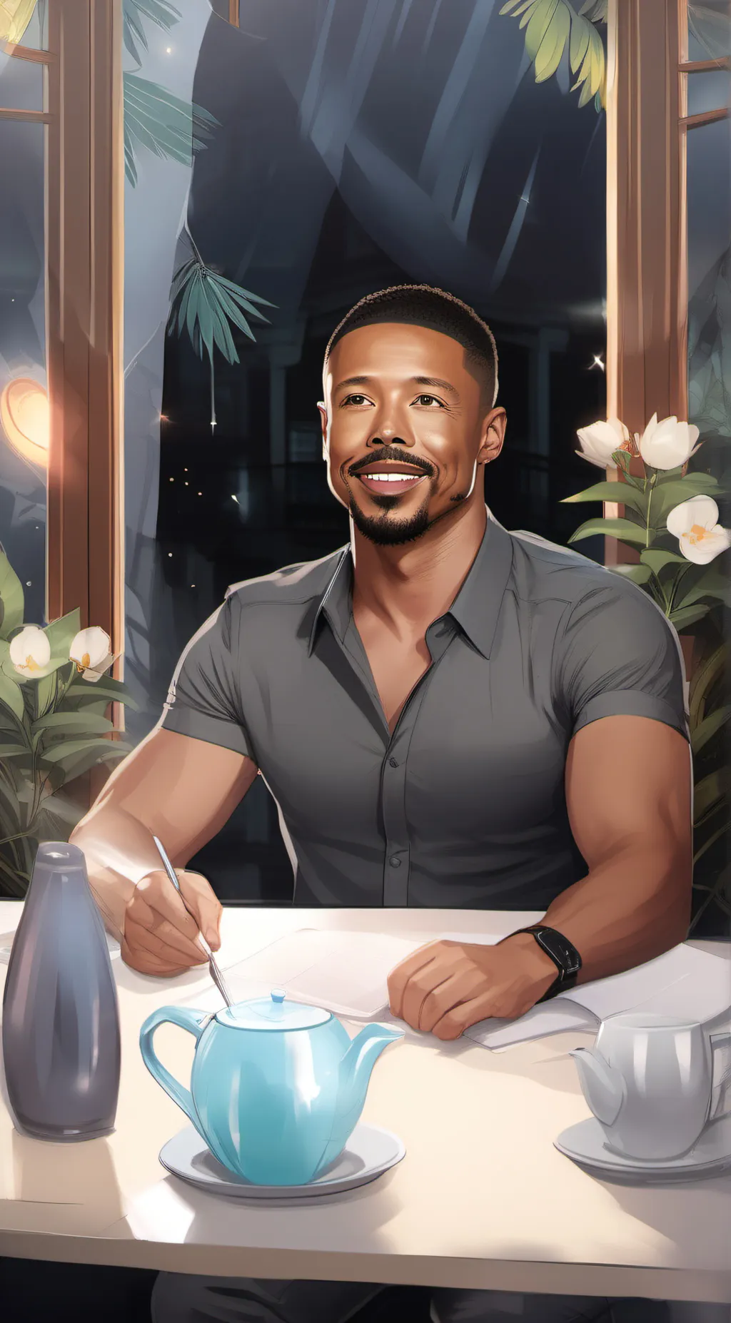 ai character: Michael b jordan background