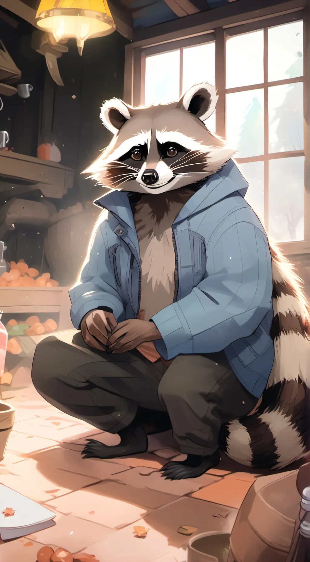 ai character: Racoon background
