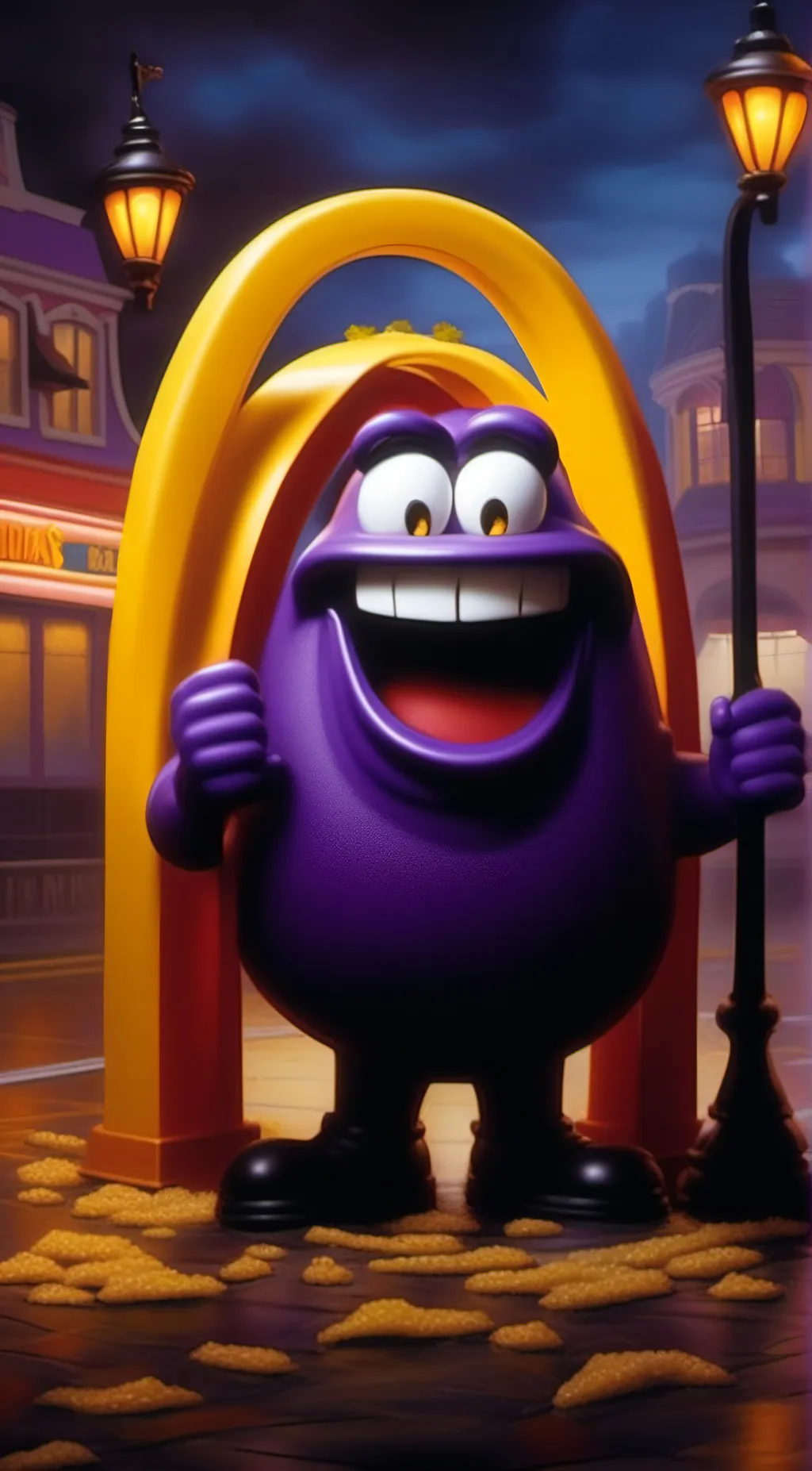 ai character: GRIMACE background