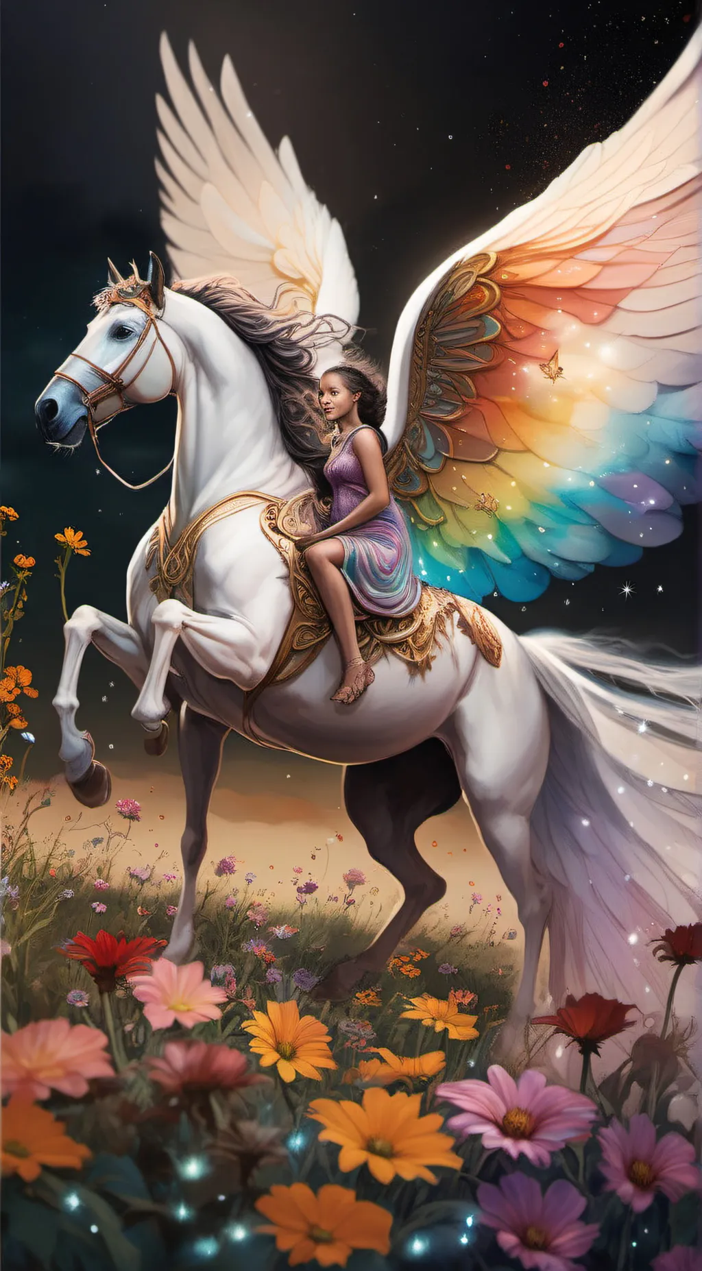 ai character: LAVNDER /rainbow background