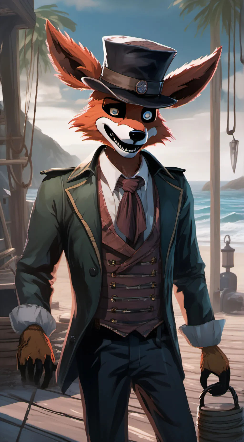 ai character: Foxy T. pirate fox background