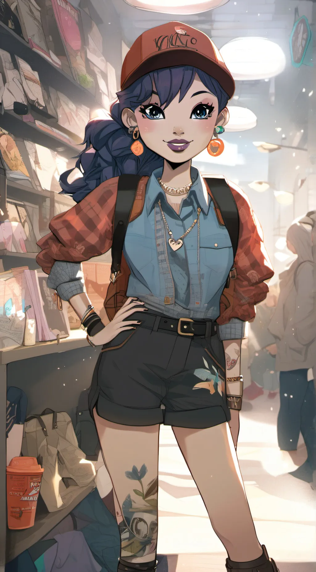 ai character: Violet background