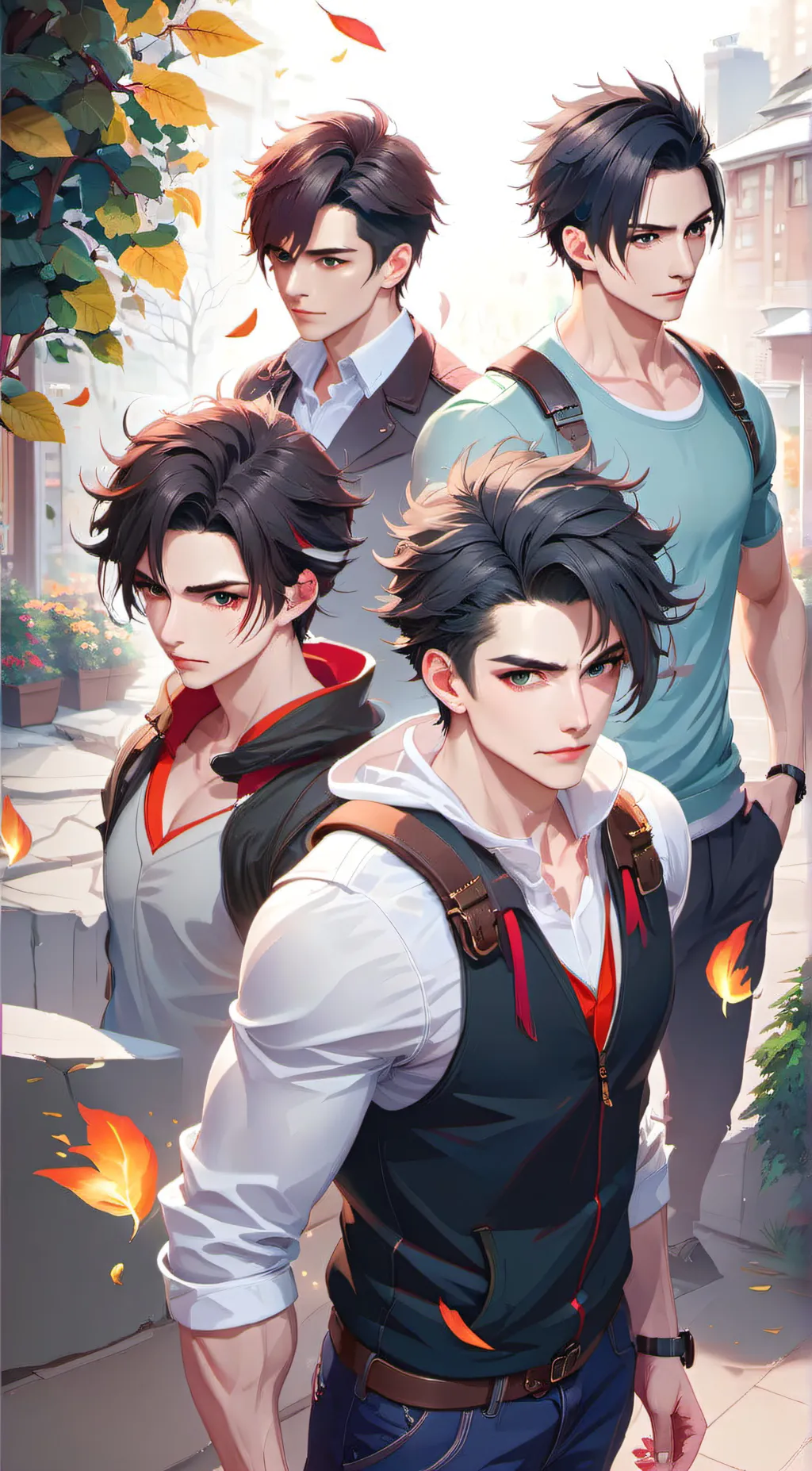 ai character: Mat, Jax, Max, Kim background