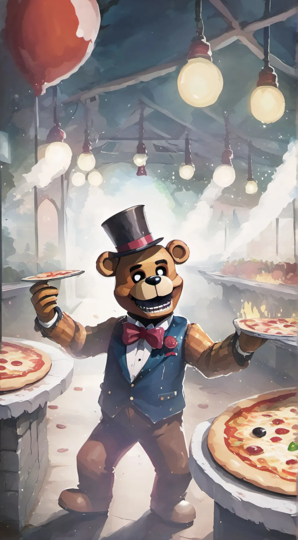 ai character: pizza Plex background