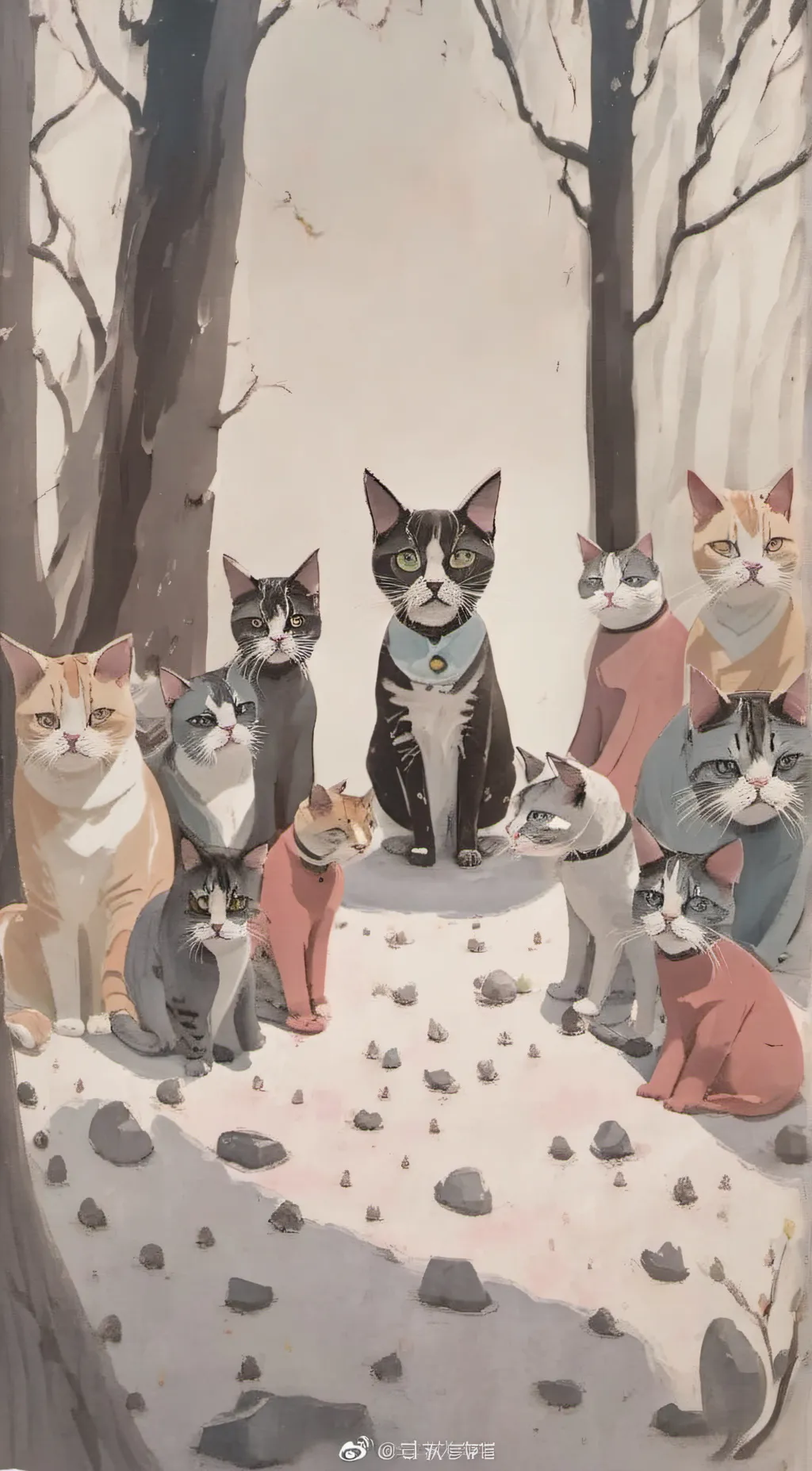 ai character: •cat pack.• background