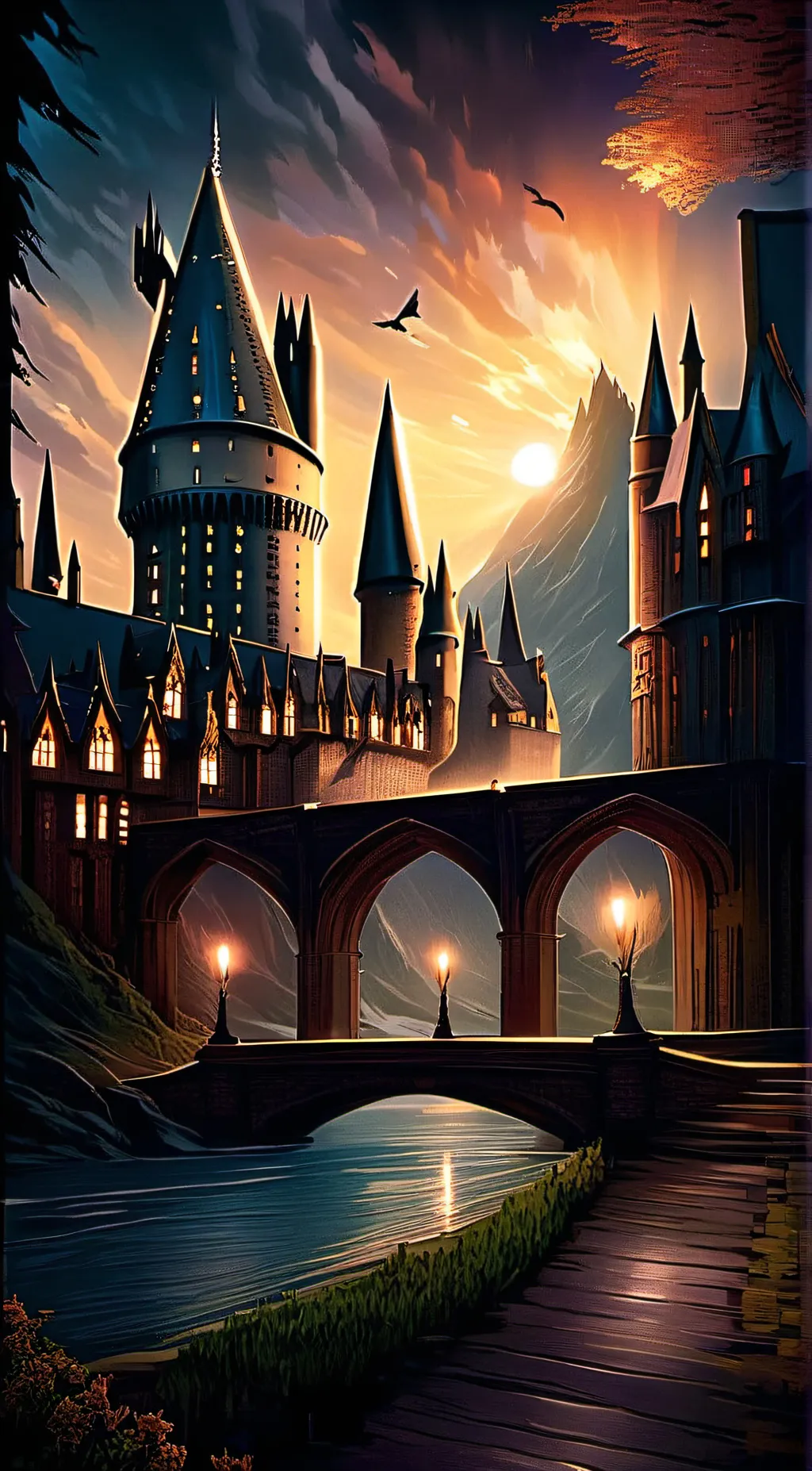 ai character: Hogwart❤️💛💚💙 background