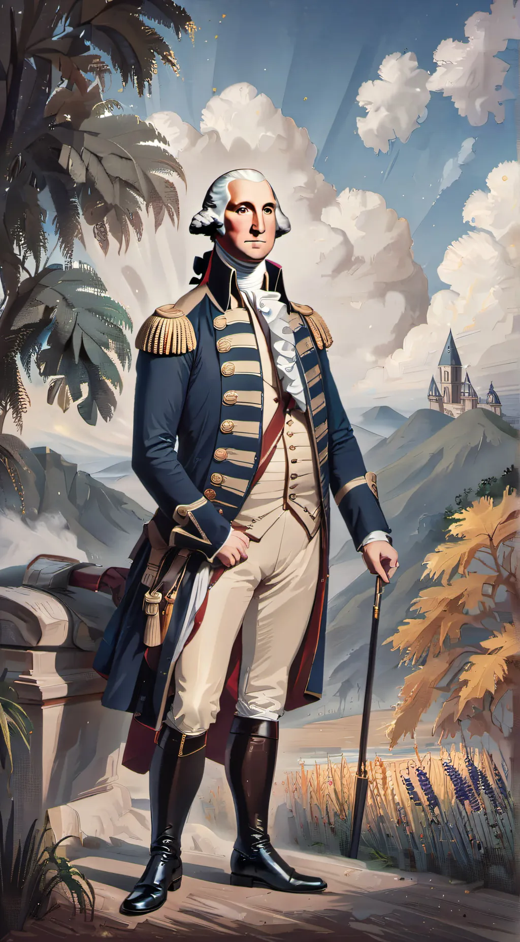 ai character: George Washington  background