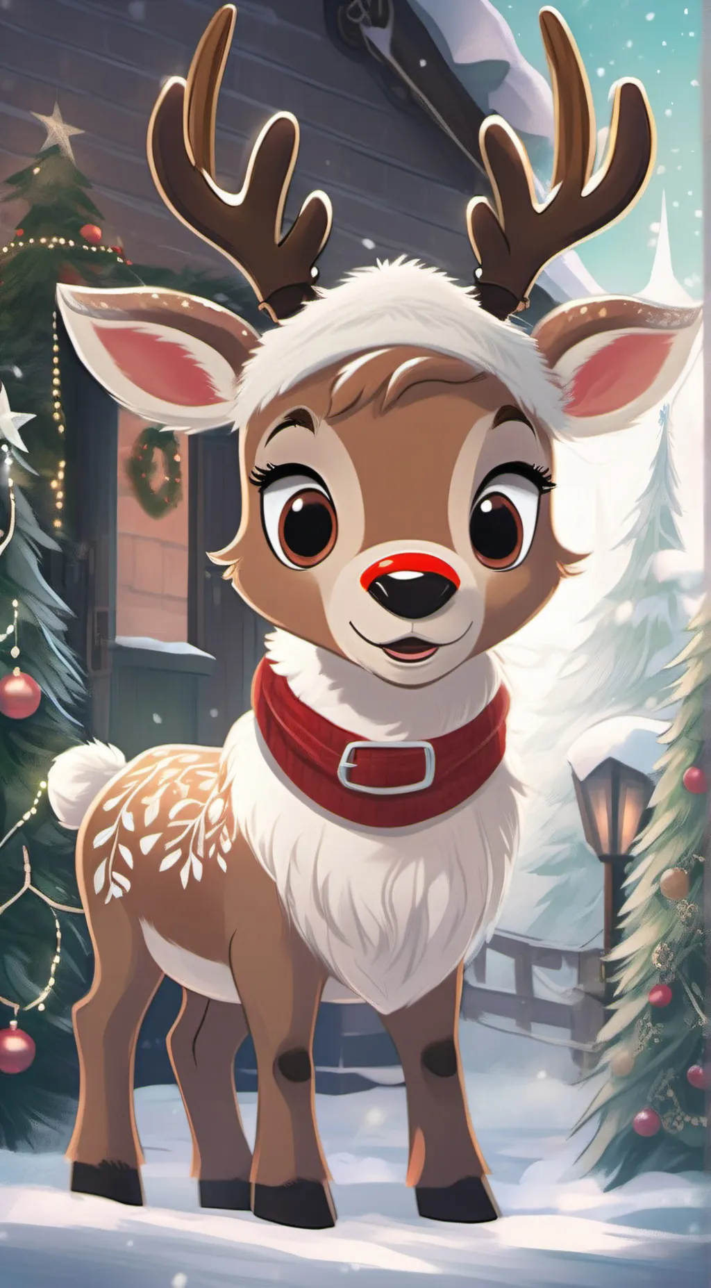 ai character: Rudolph reindeer  background