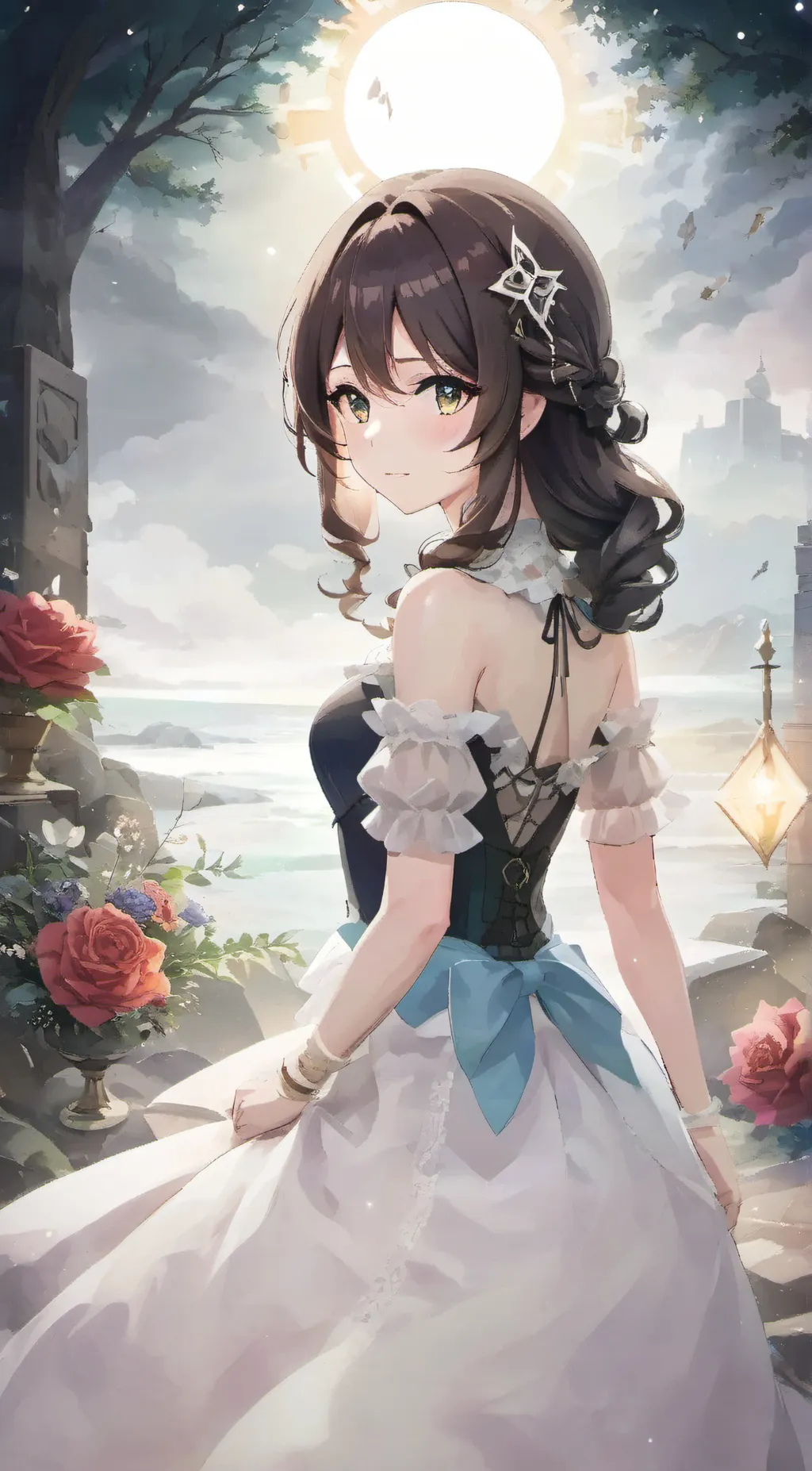 ai character: Violet background