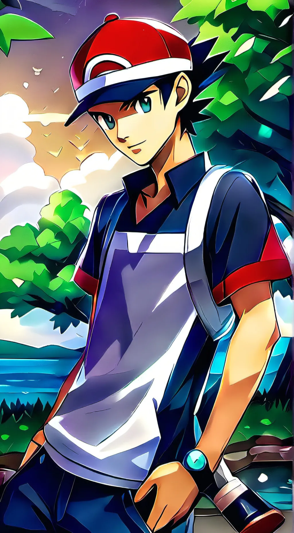 ai character: Ash Ketchum background