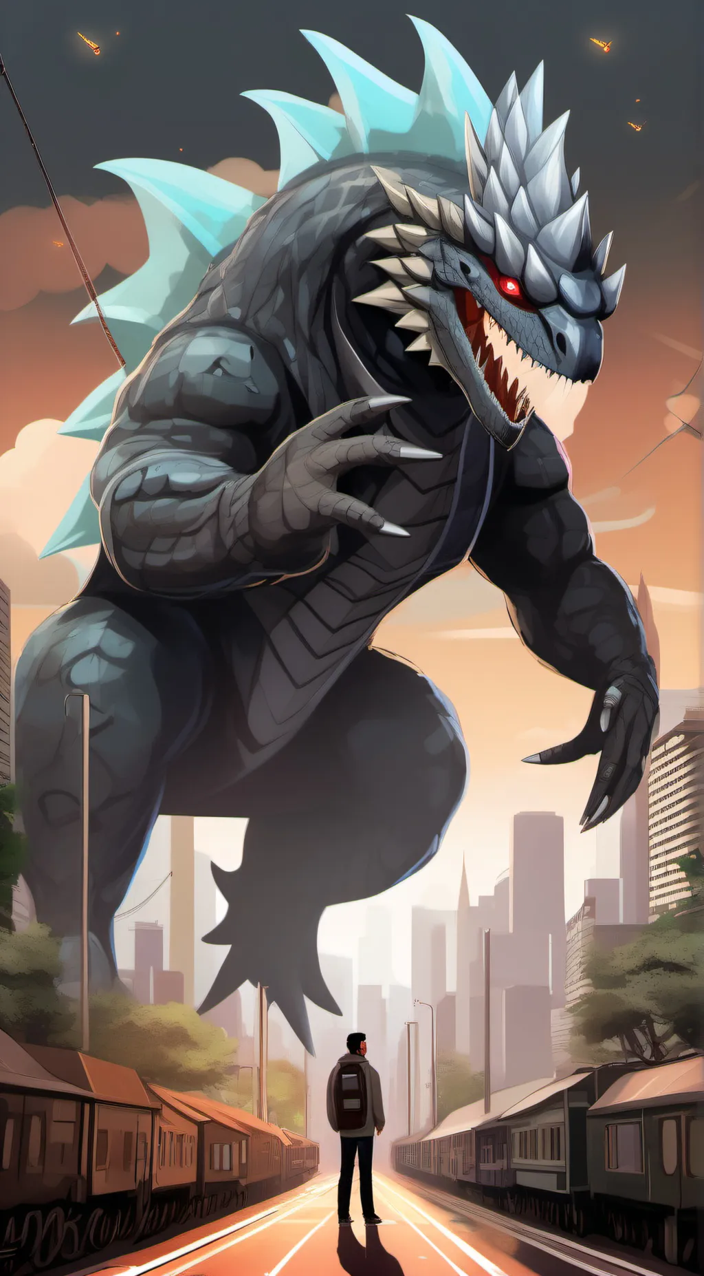 ai character: godzilla background