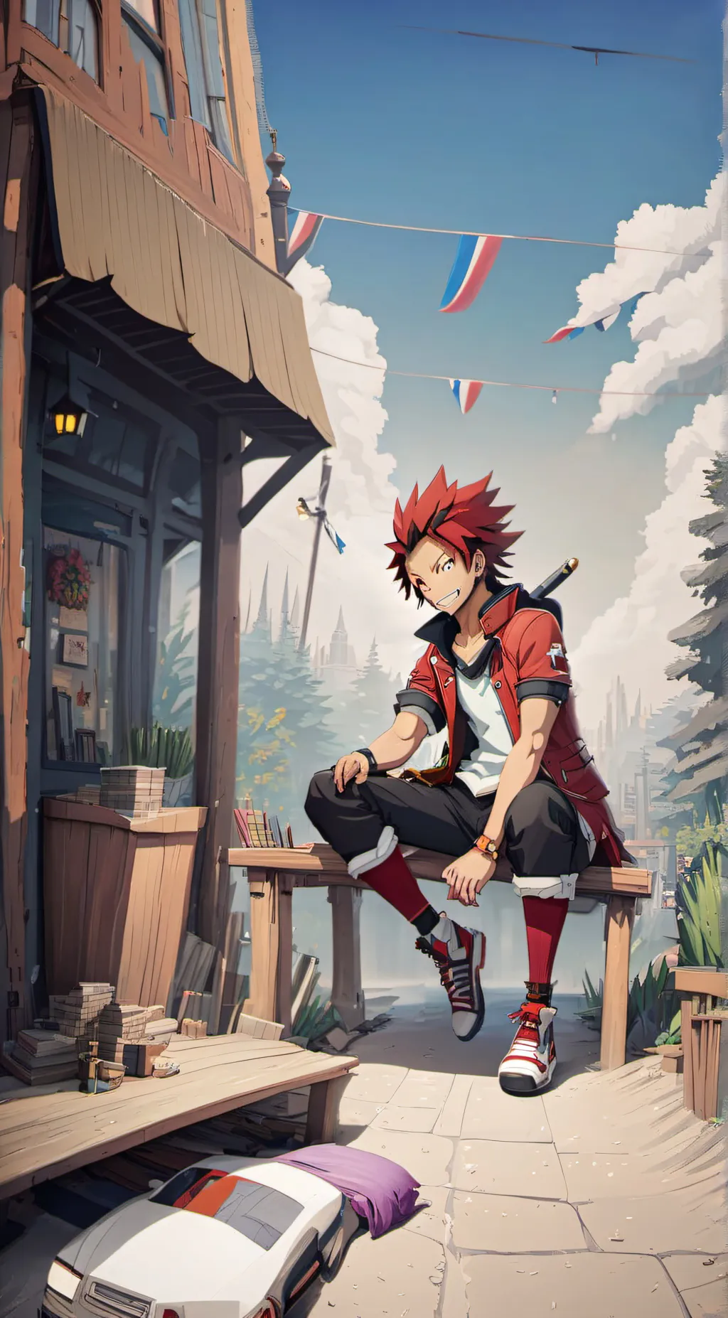 ai character: eijiro kirishima  background