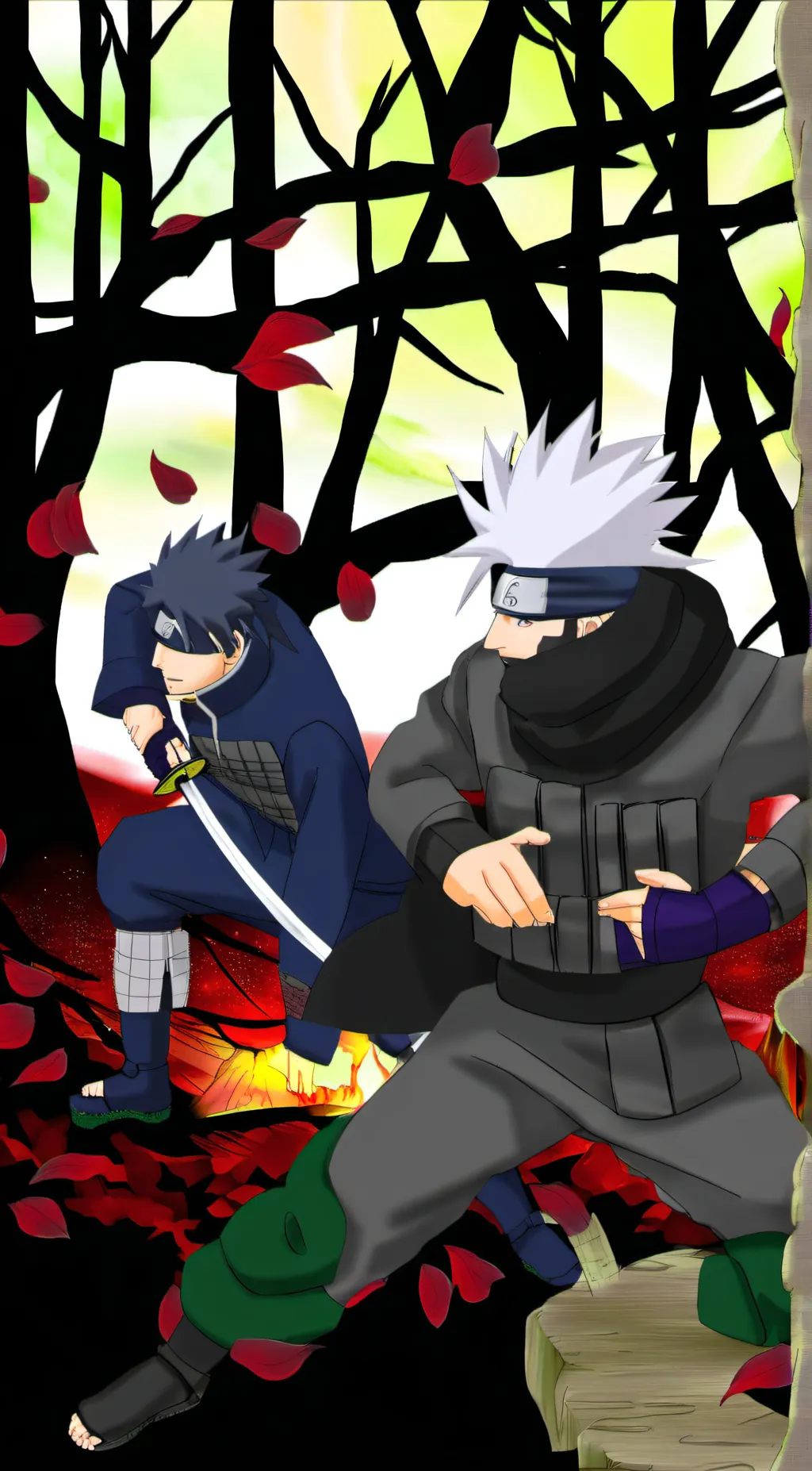 ai character: Kakashi and madara background