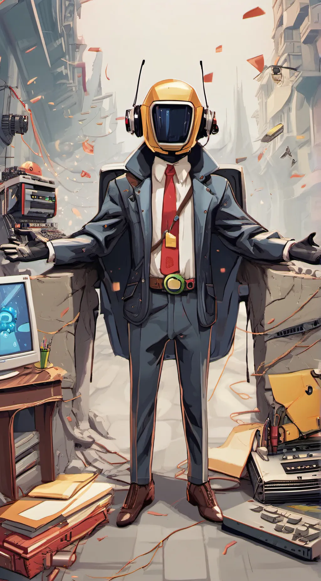 ai character: computer man background