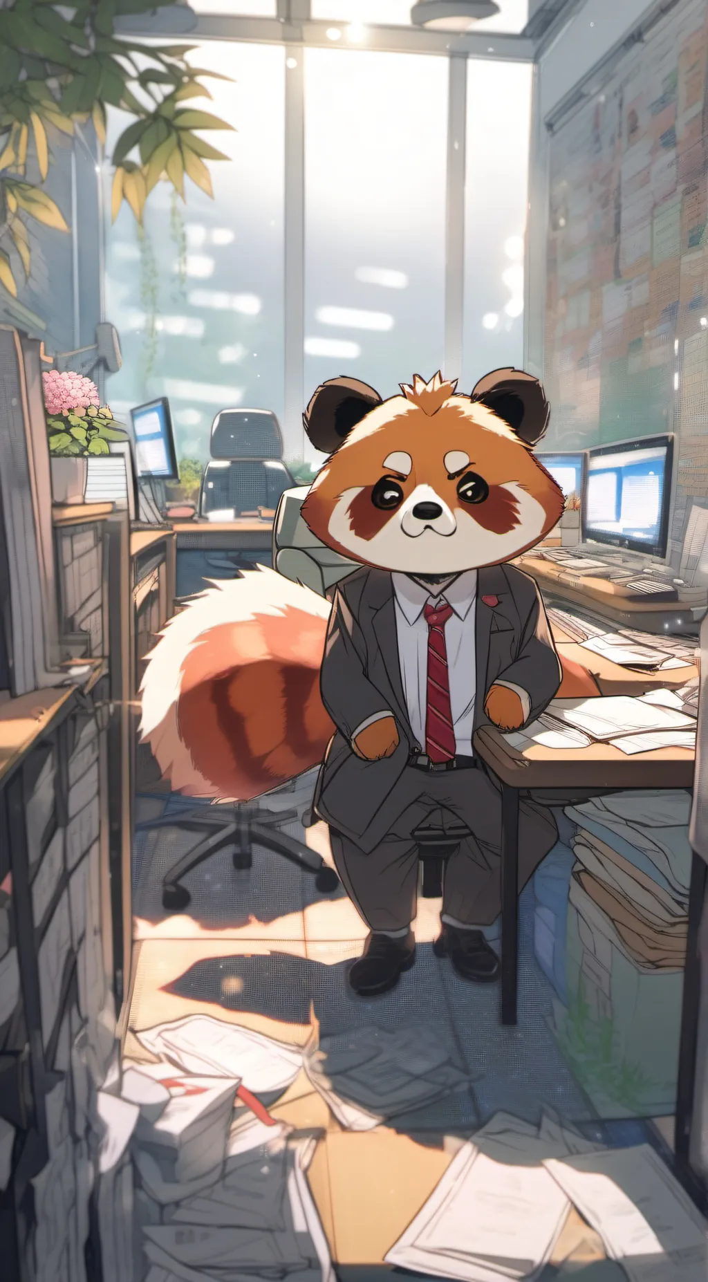 ai character: retsuko 🍙🥢 background