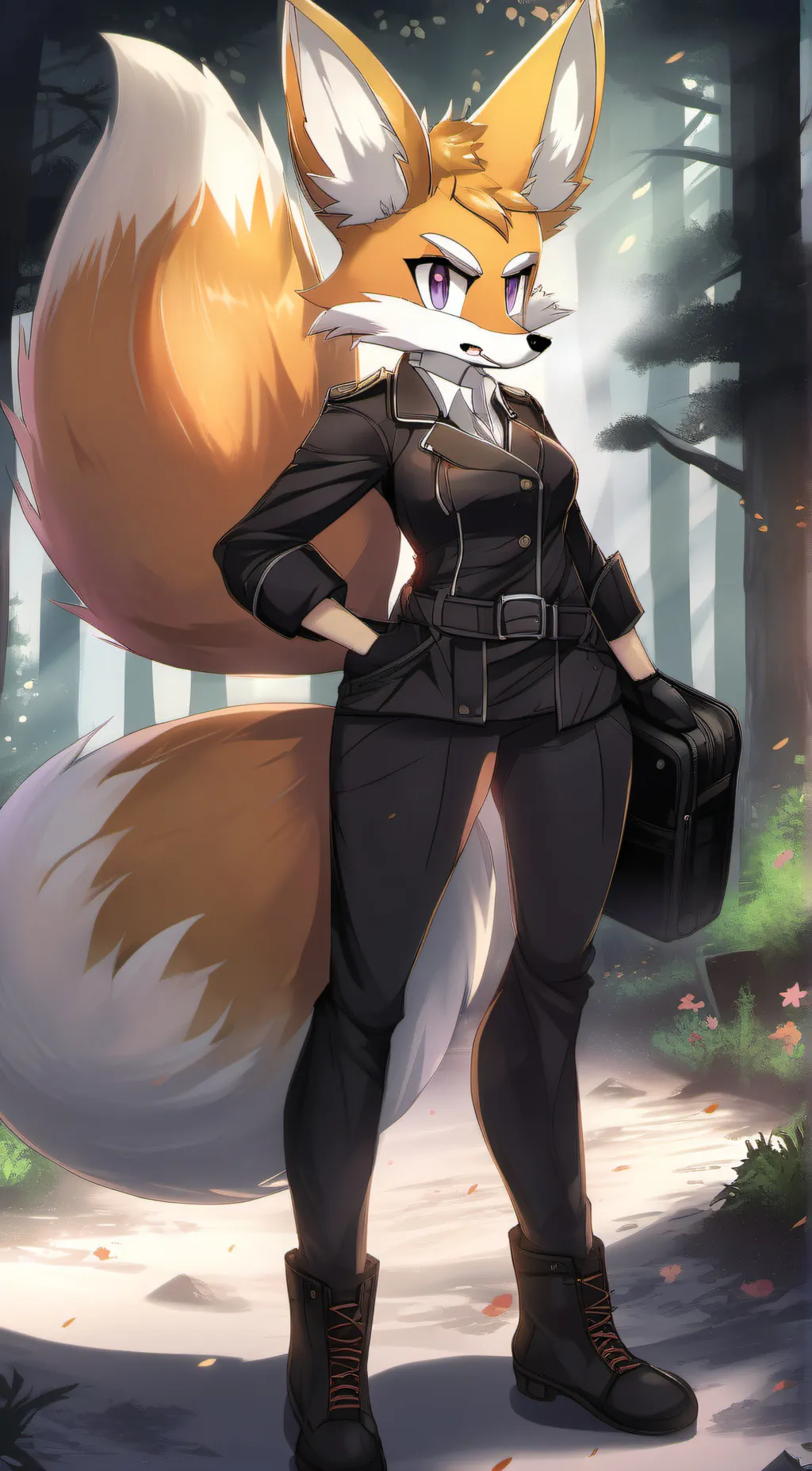 ai character: female tails nice background