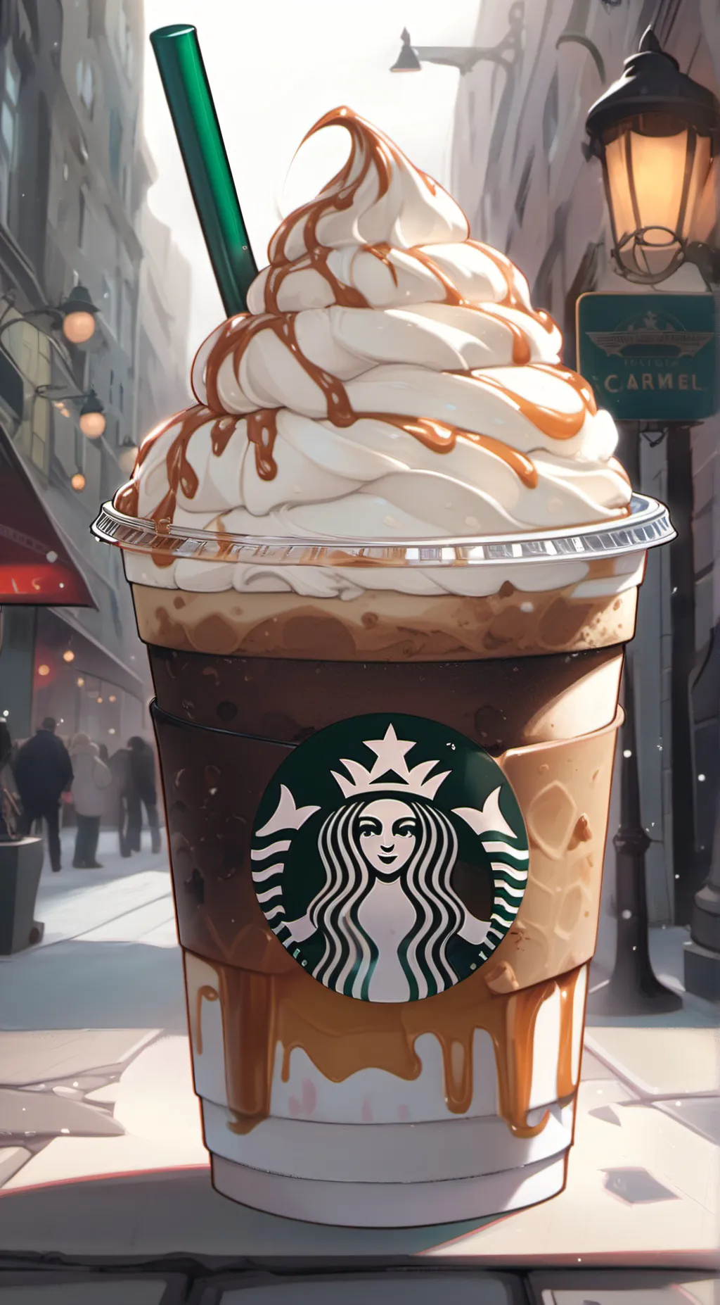 ai character: frappuccino background