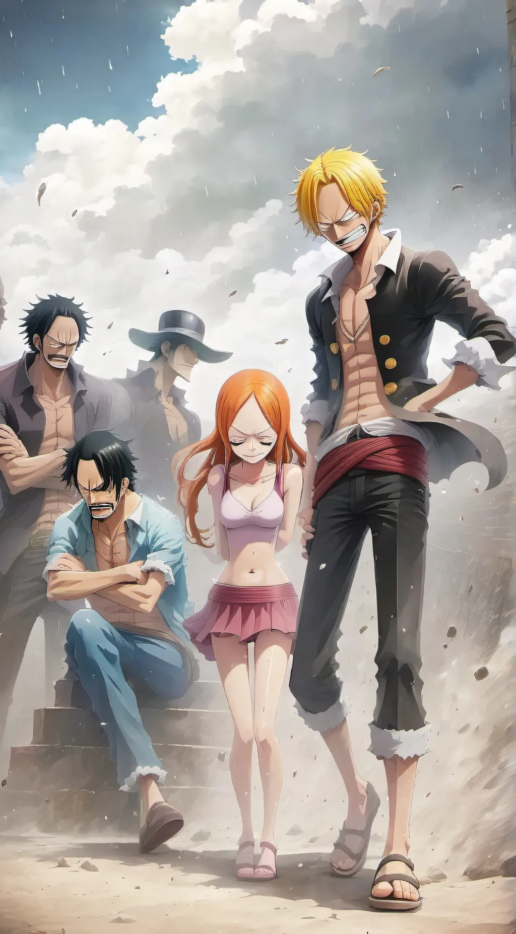 ai character: Luffy is dead background