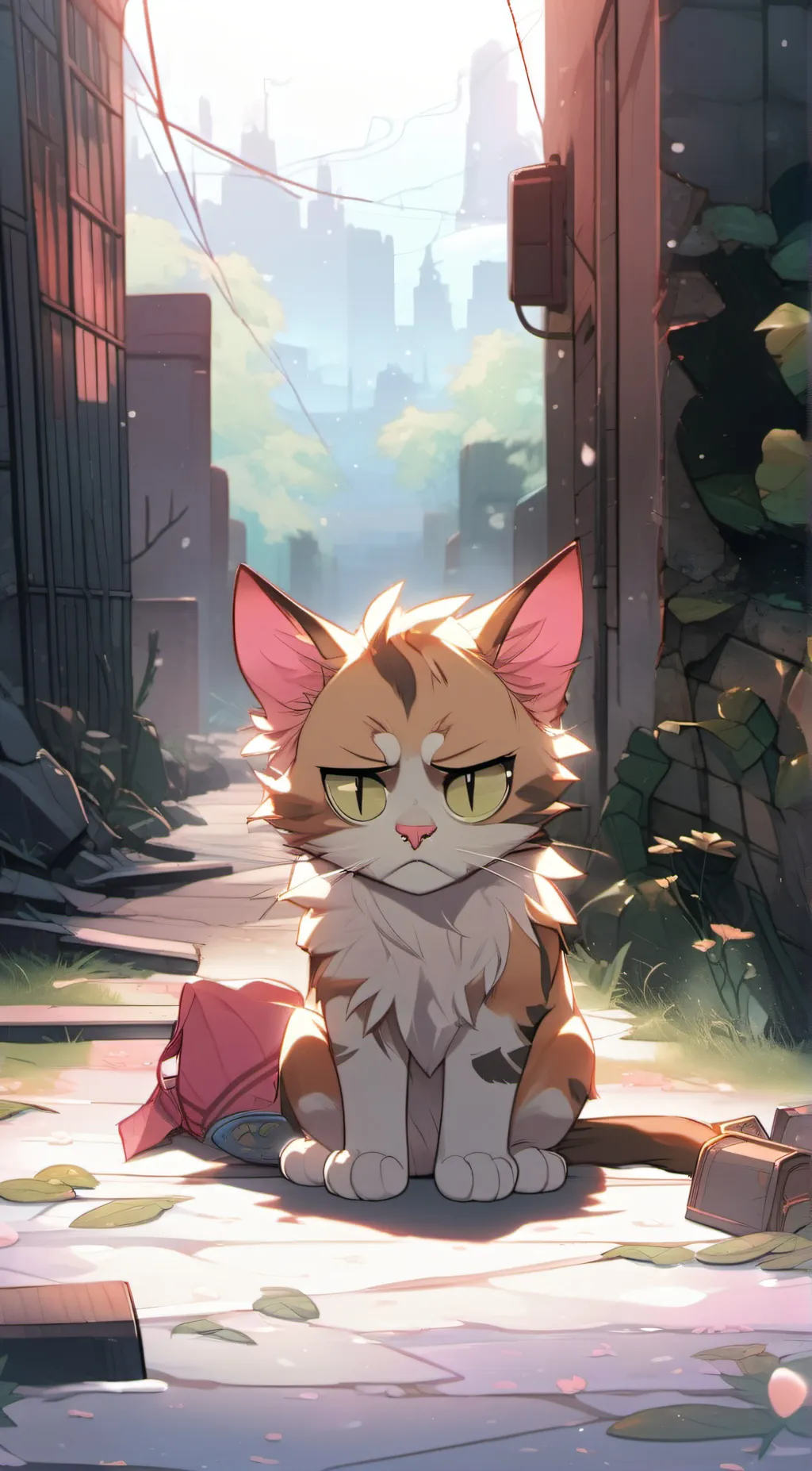 ai character: abandoned cat background