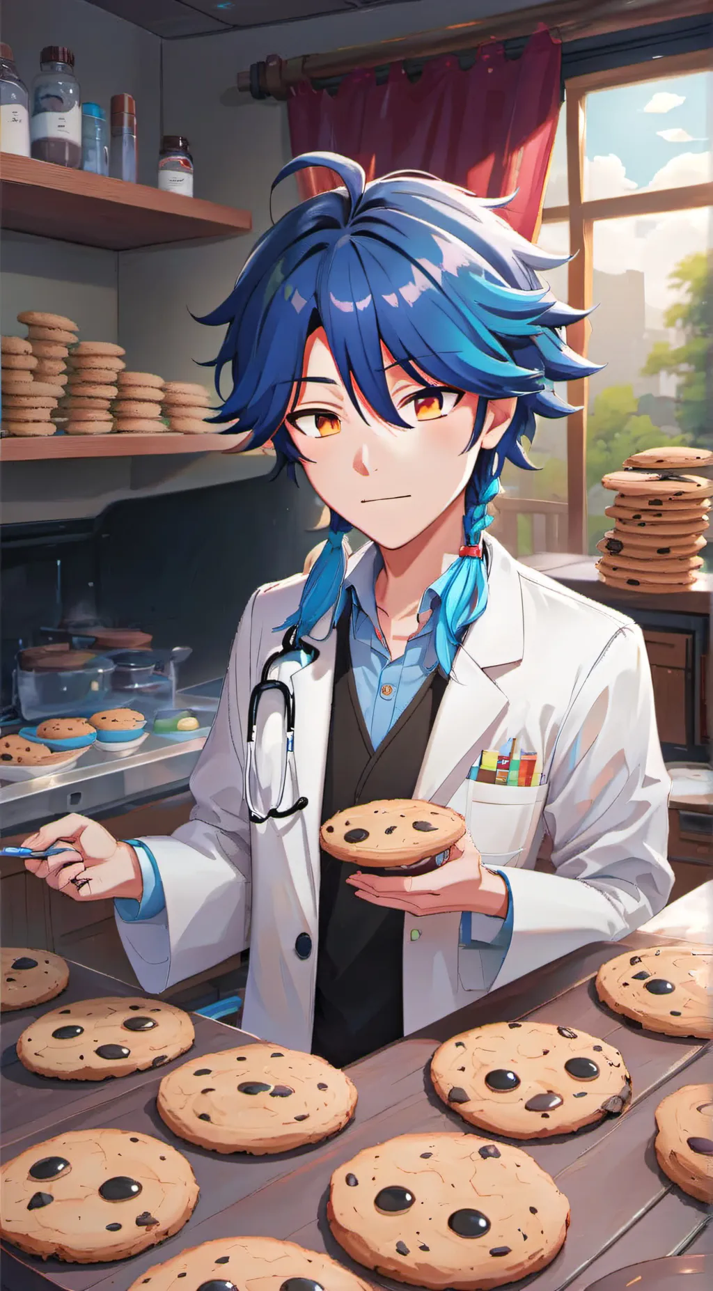 ai character: 🍪💙🇮🇳 fatmemegod🇮🇳💙 background