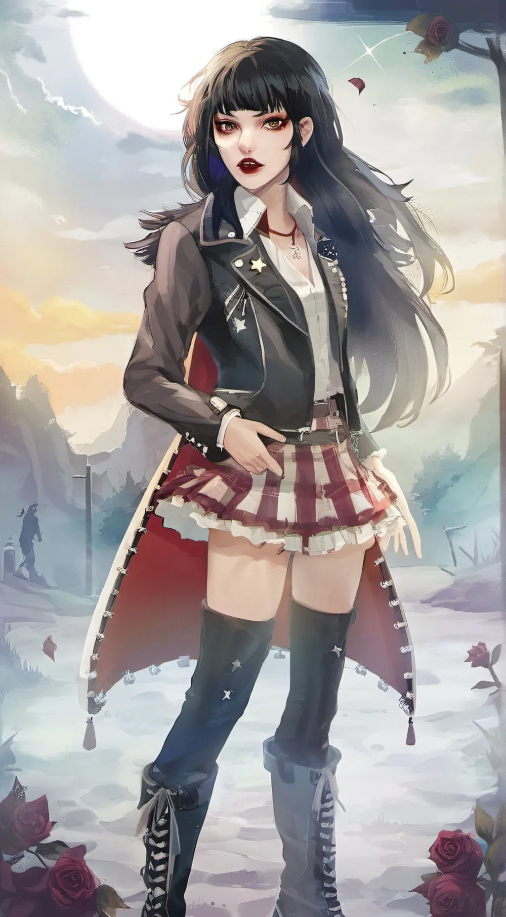 ai character: Jessica red background