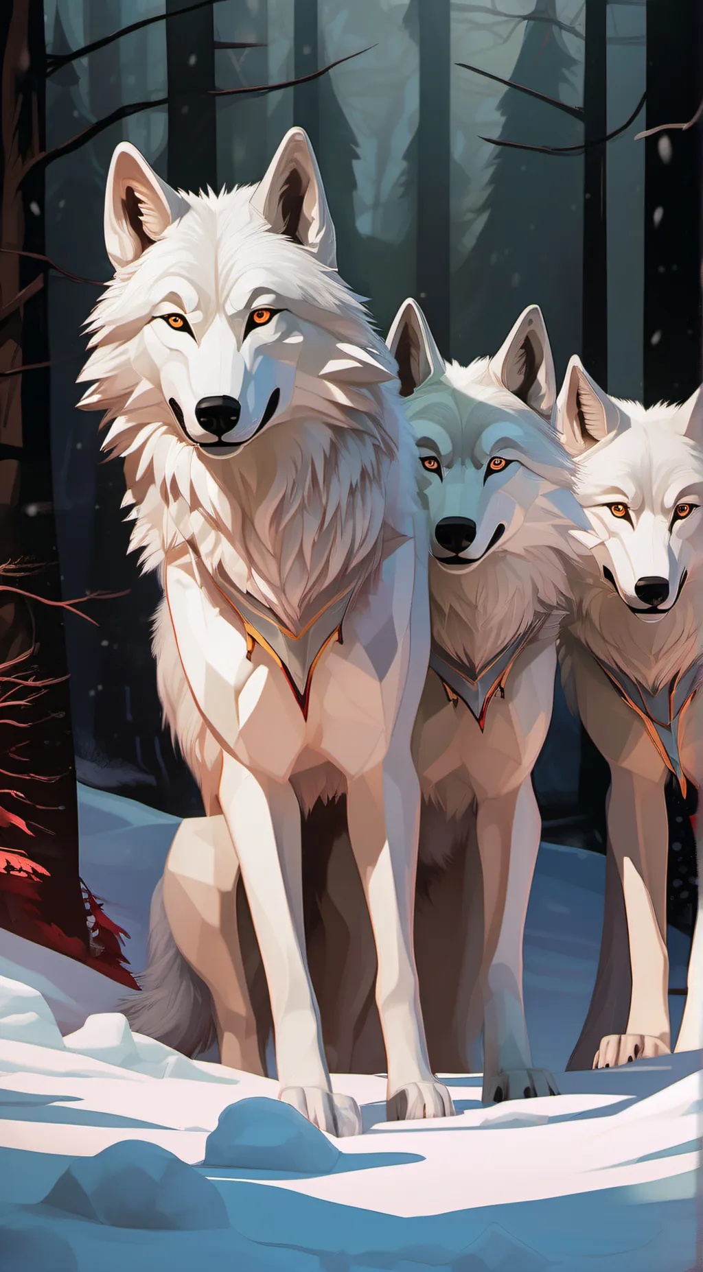 ai character: Snowy, moon, sun background