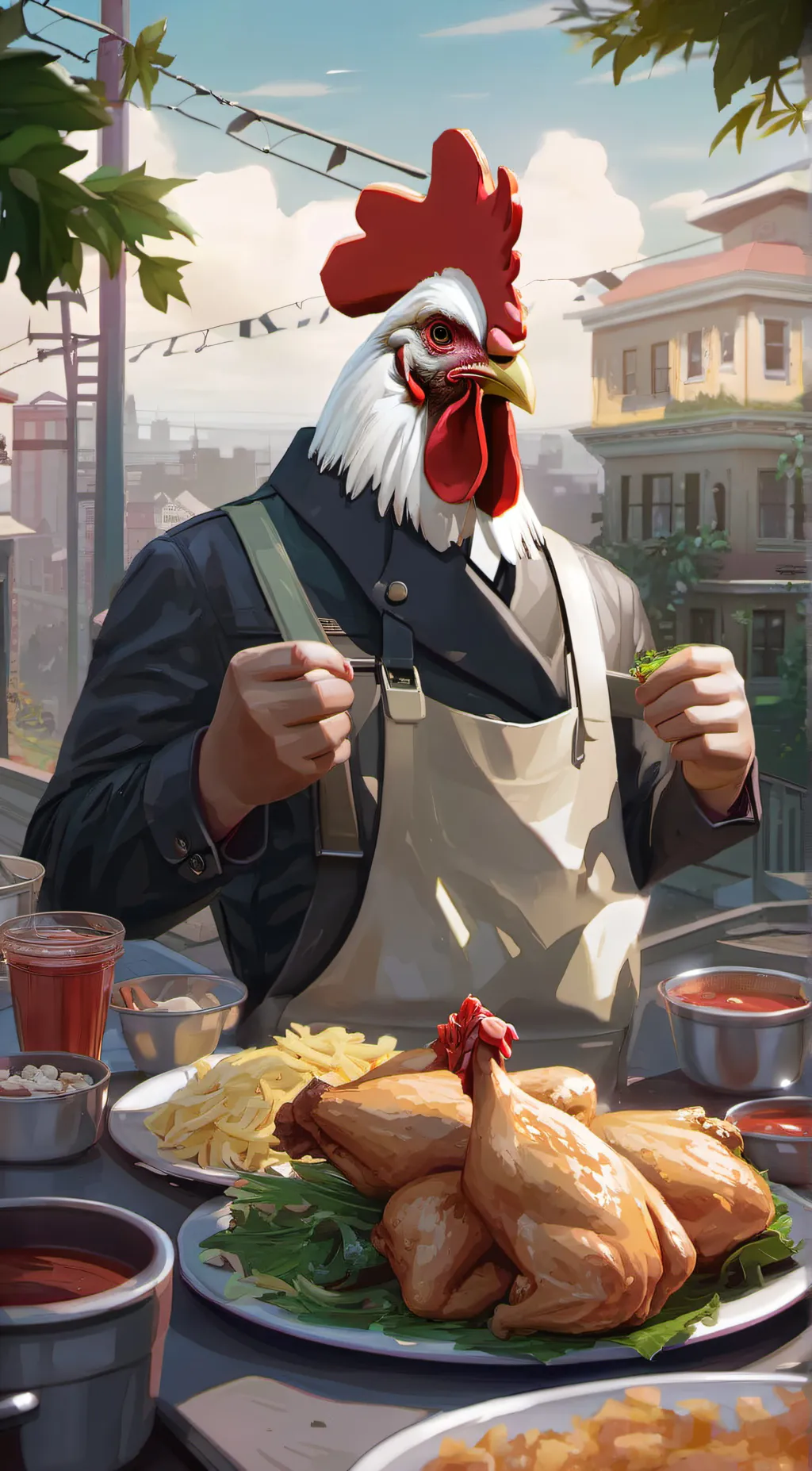 ai character: chieken background