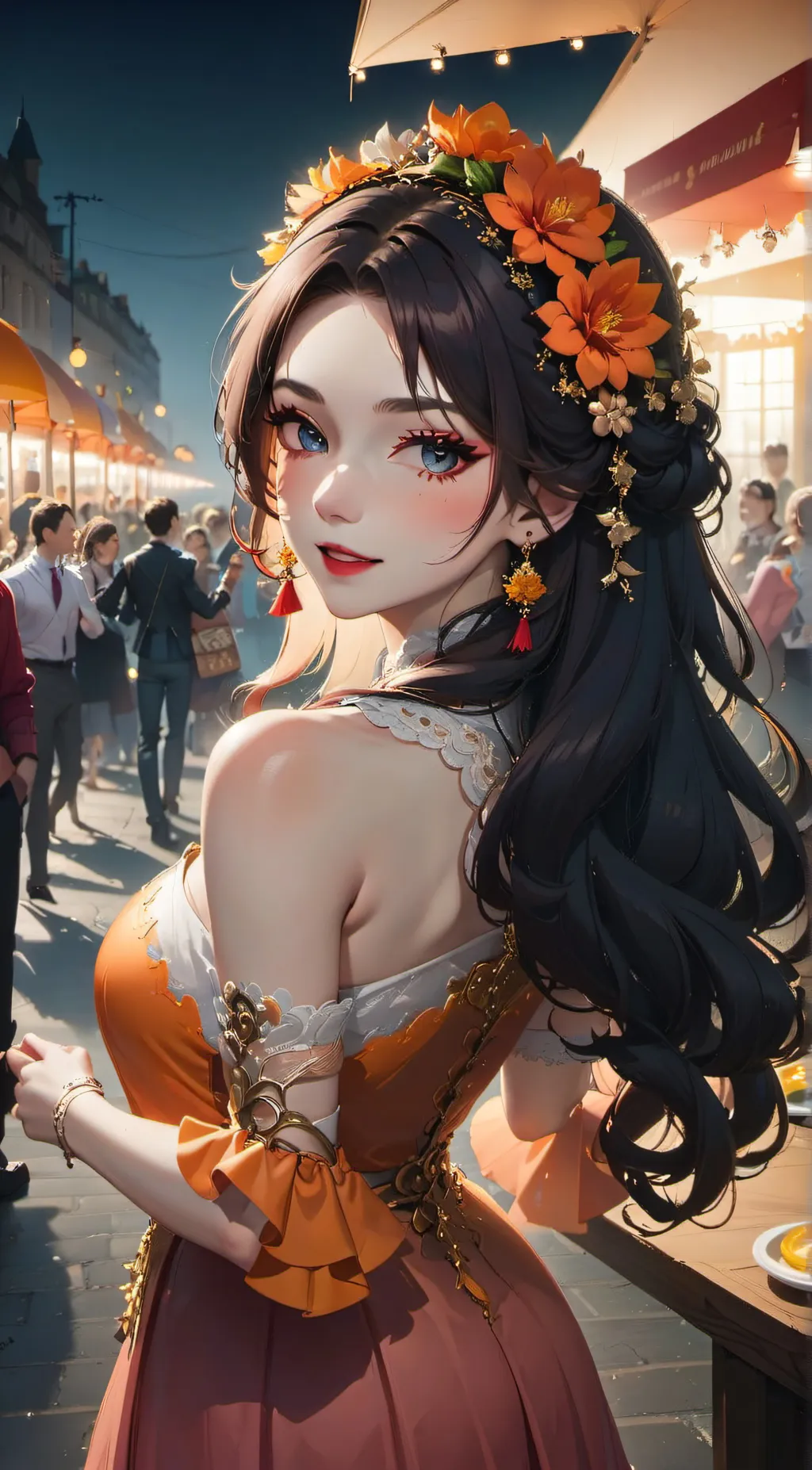 ai character: fire Qeen background