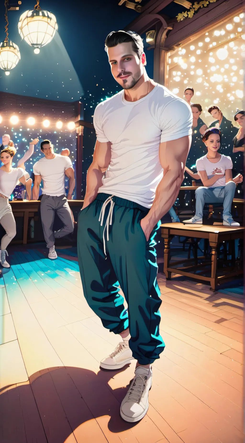 ai character: JD Dancing background