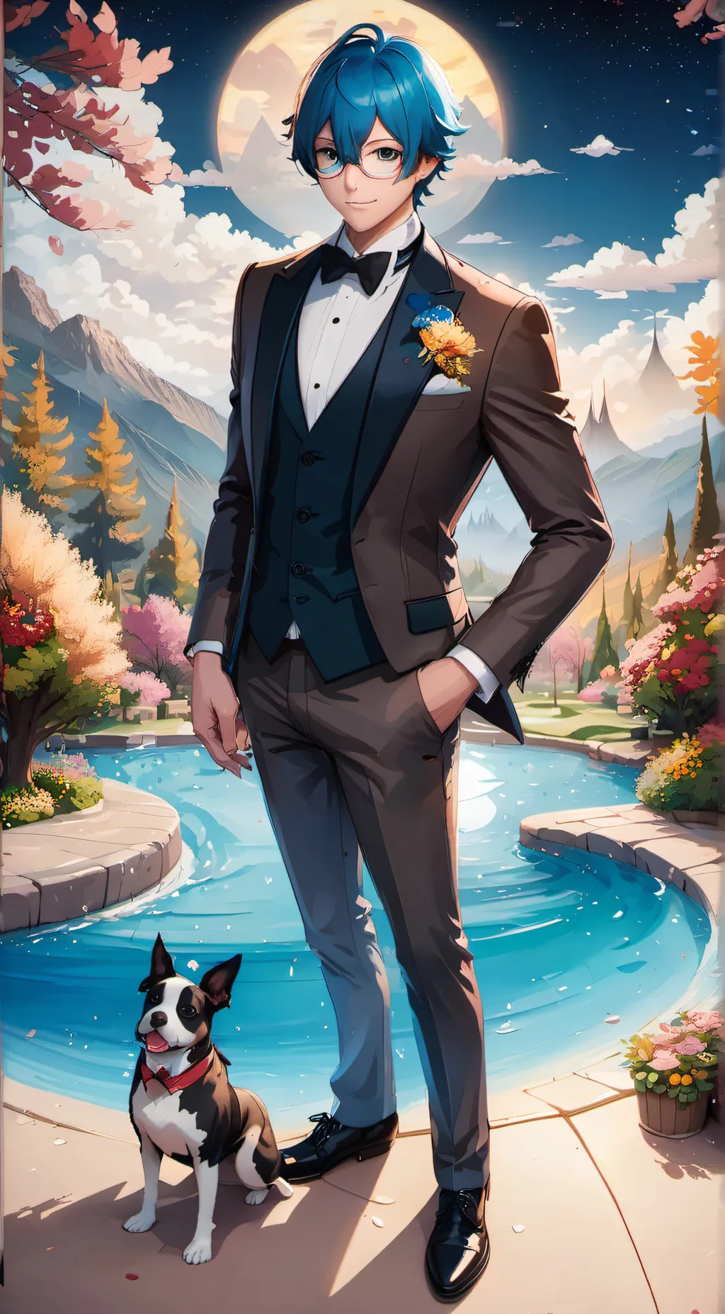ai character: tuxedo shet background