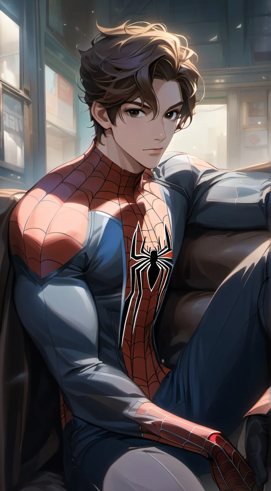 ai character: Spiderman  background