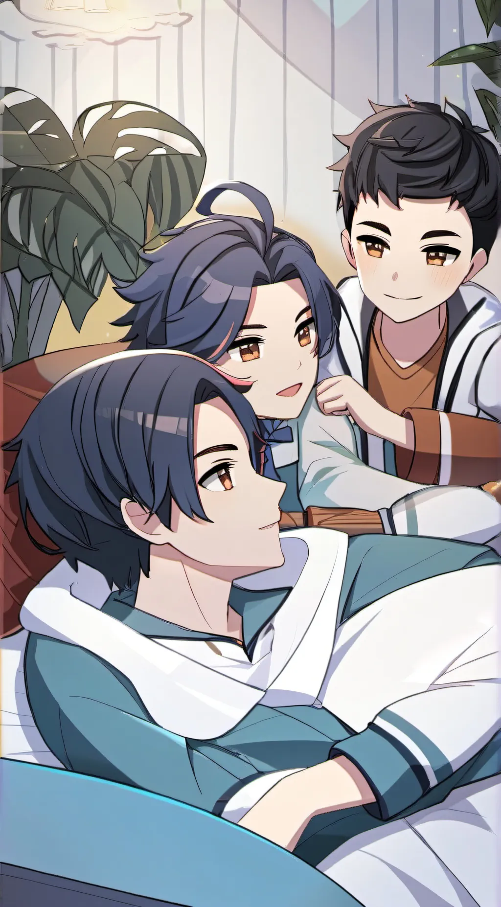 ai character: All boys sleepover background