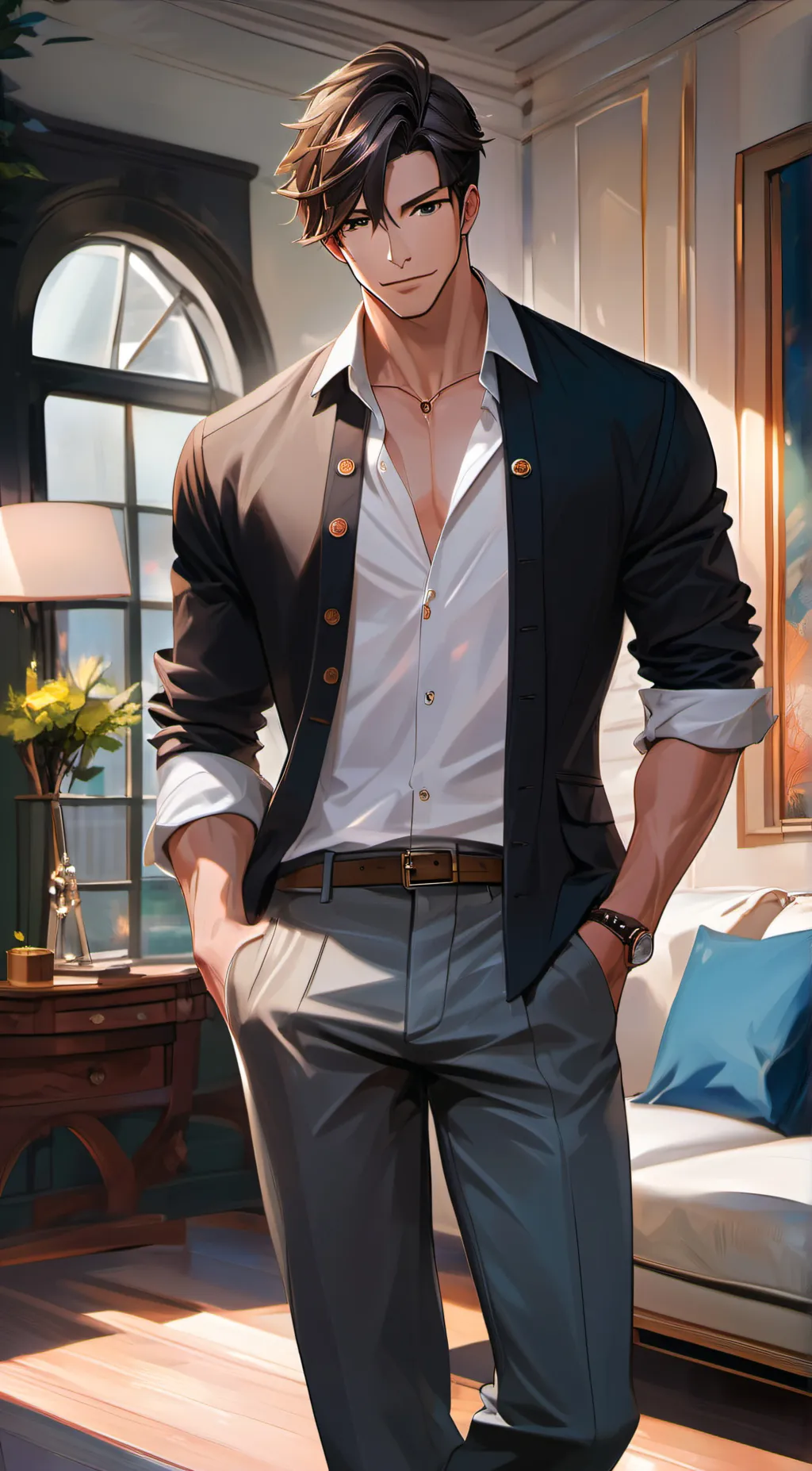 ai character: alexander blue background