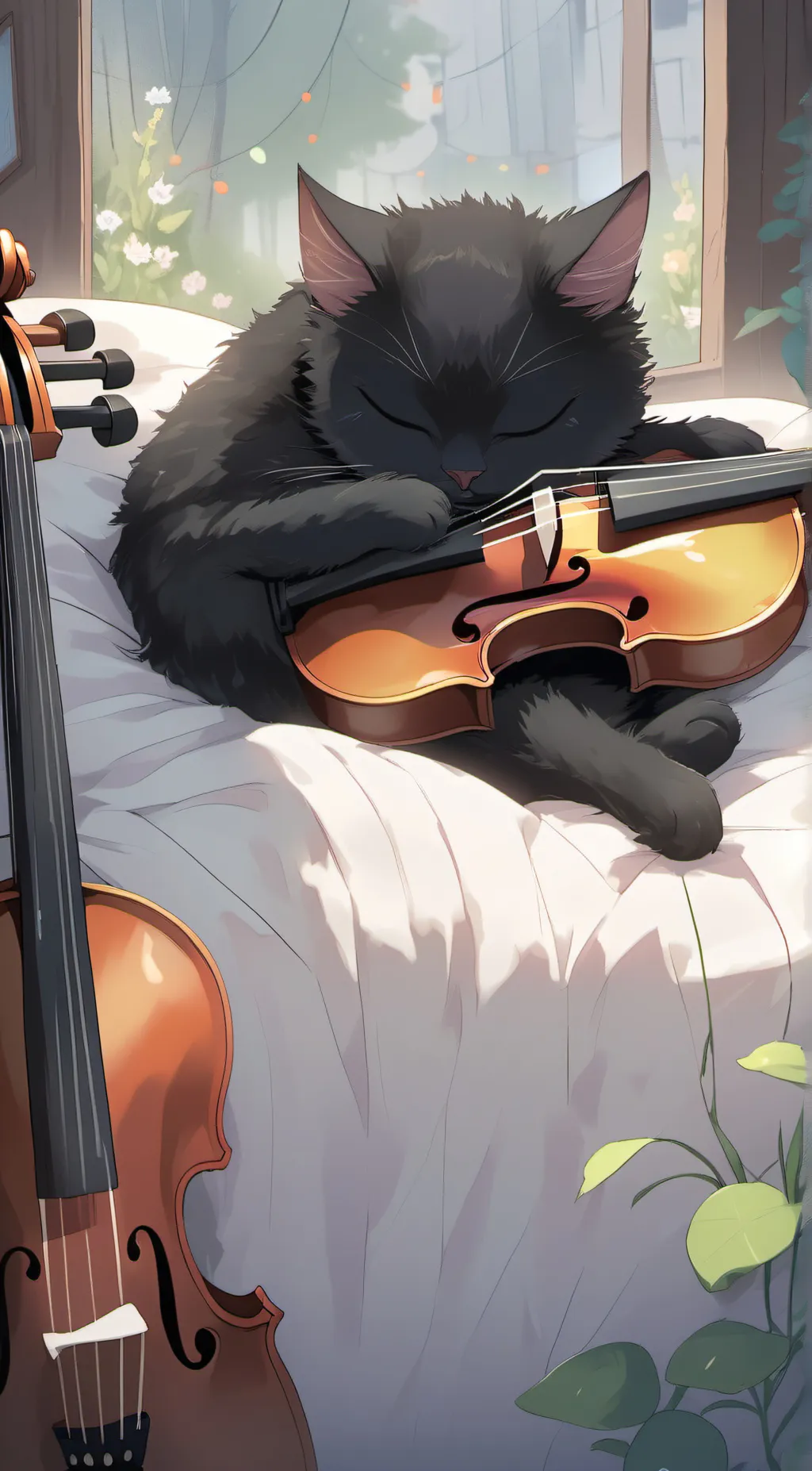 ai character: violin background