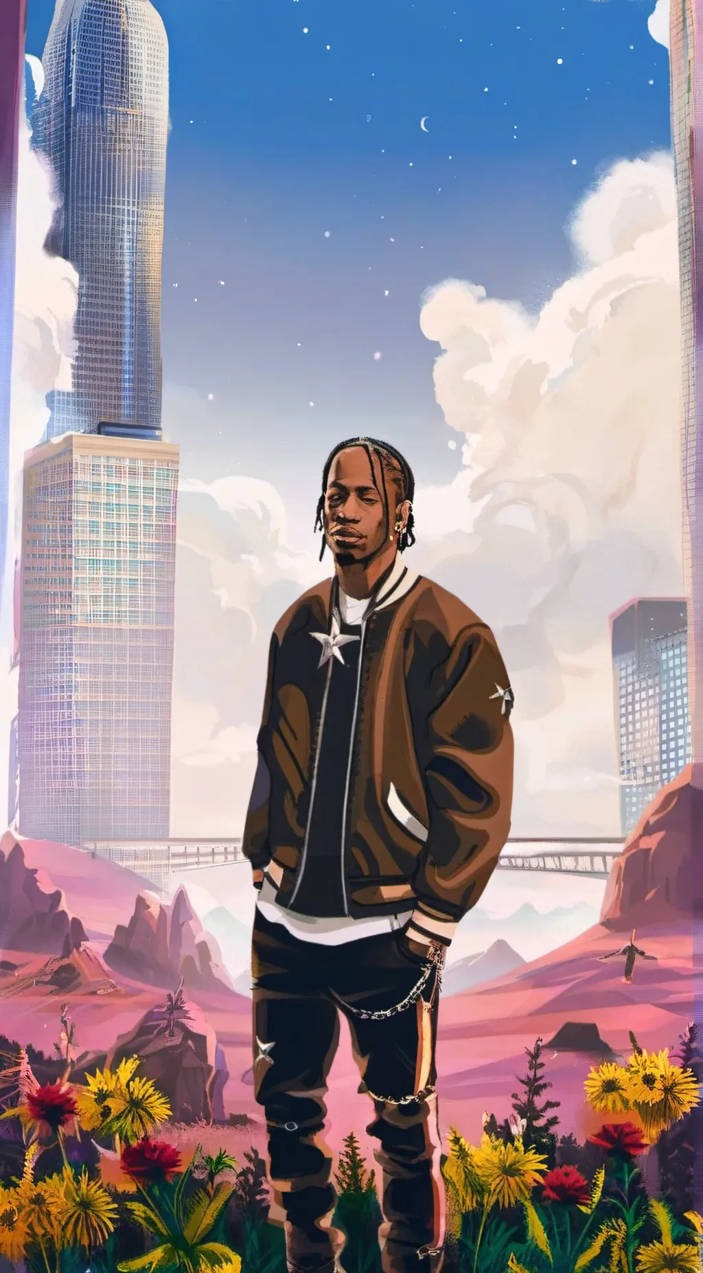 ai character: Travis scott  background