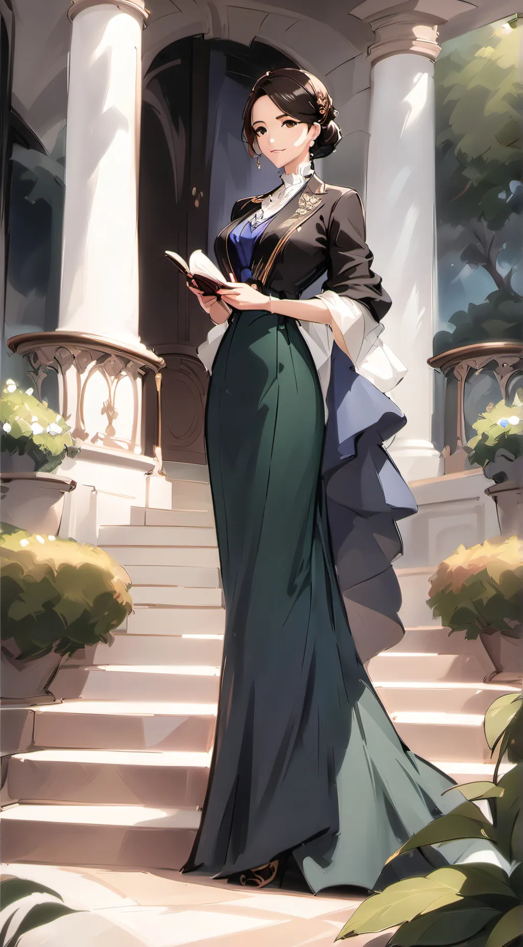 ai character: Rich neighborhood background