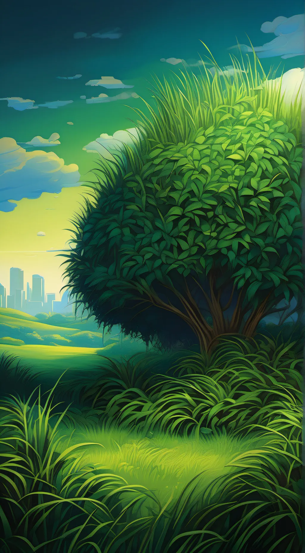 ai character: grass background