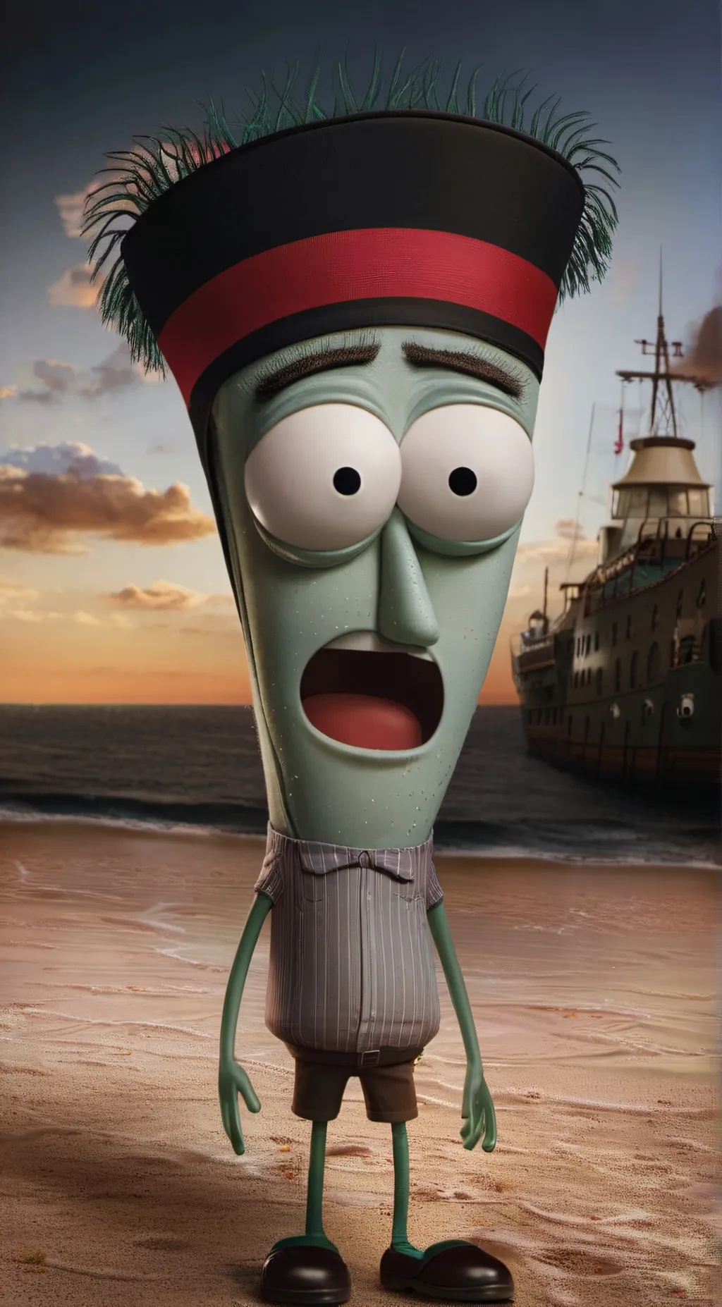 ai character: Sheldon j plankton background