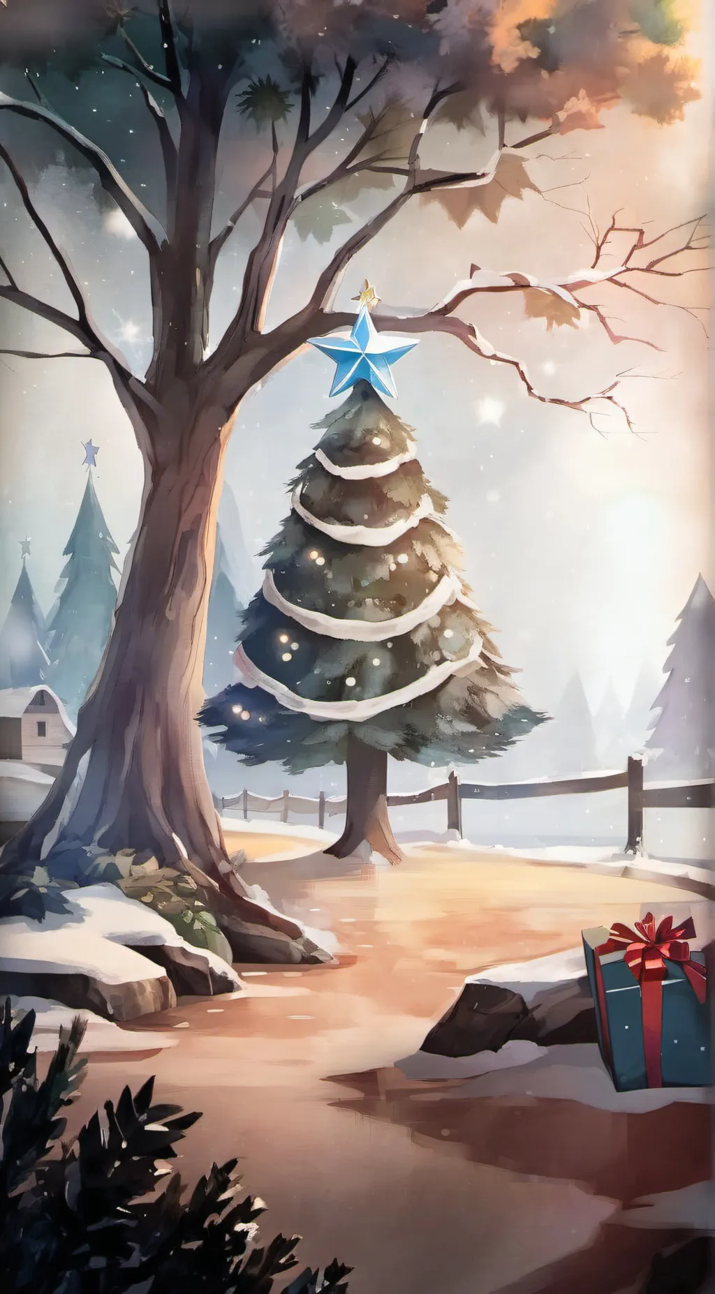 ai character: taking tree background