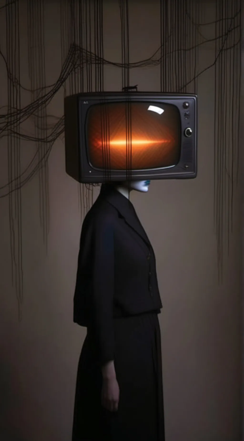 ai character: Headless Tv Woman  background