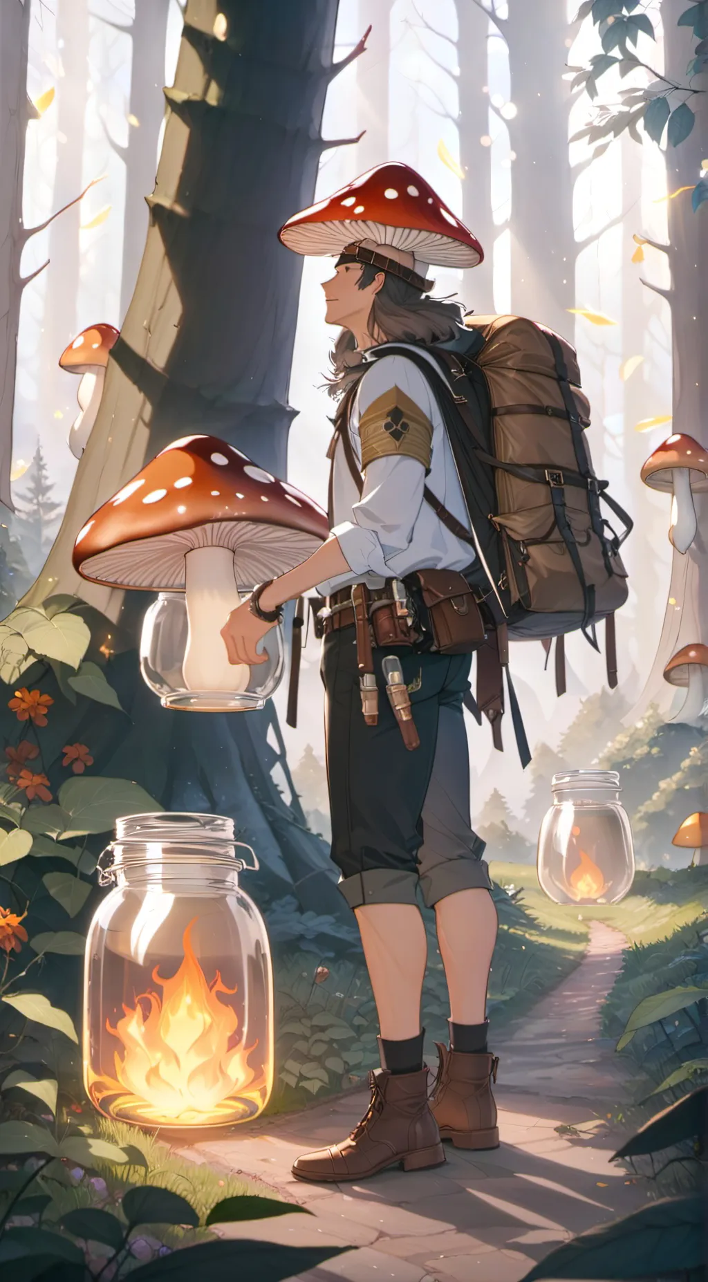 ai character: Mushroom traveler background