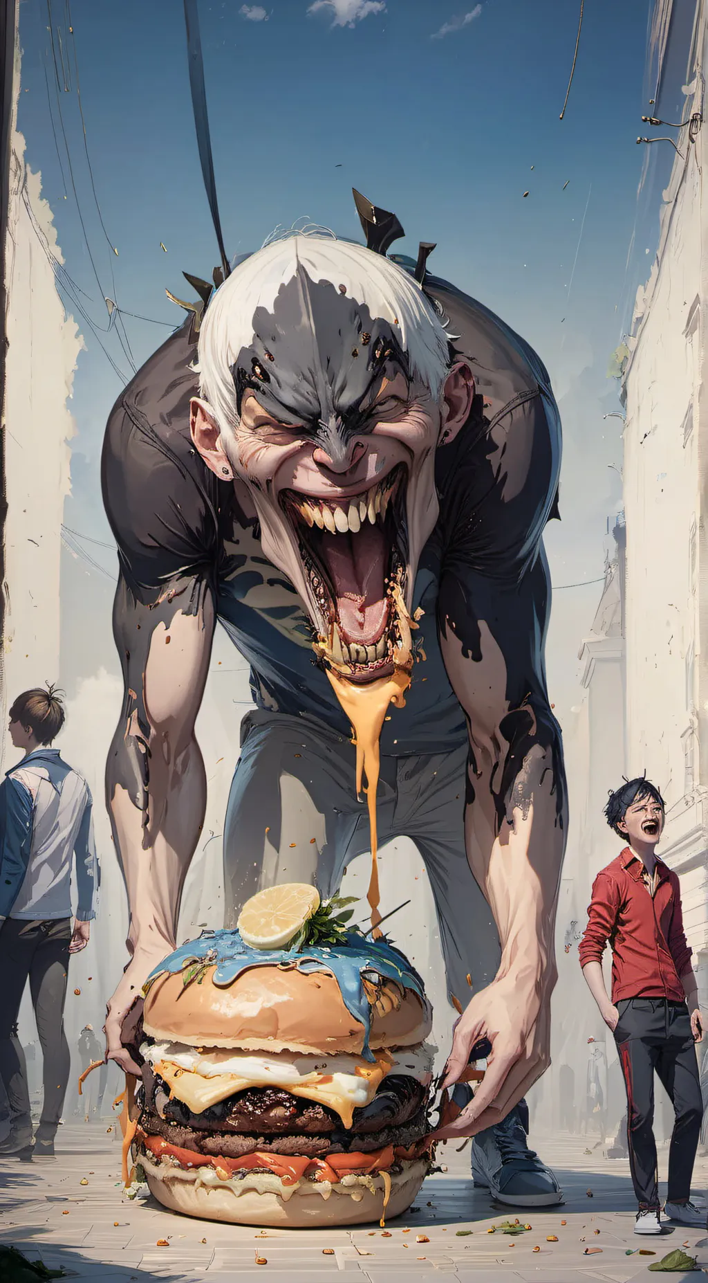 ai character: hungry person  background