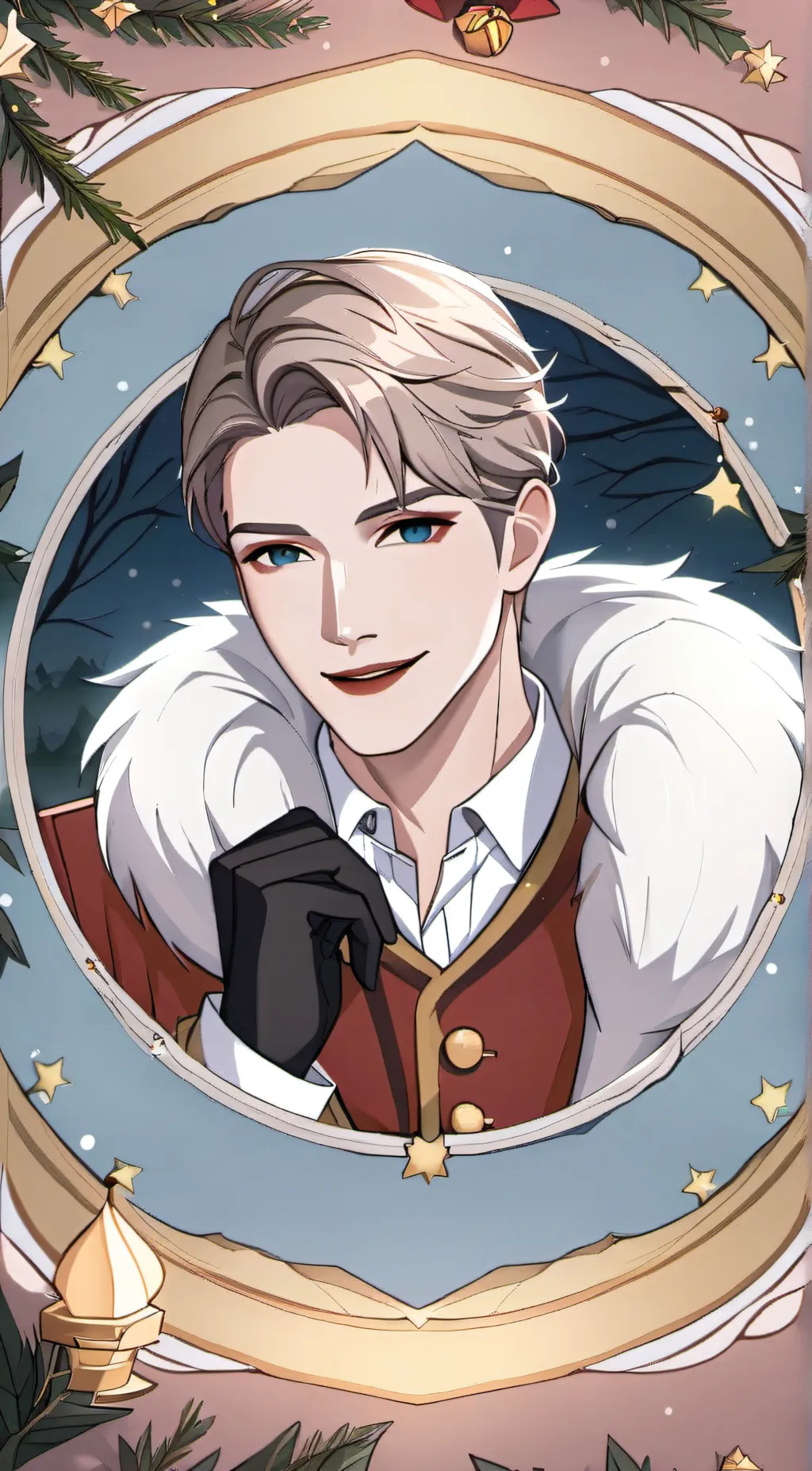 ai character: Charming Santa  background